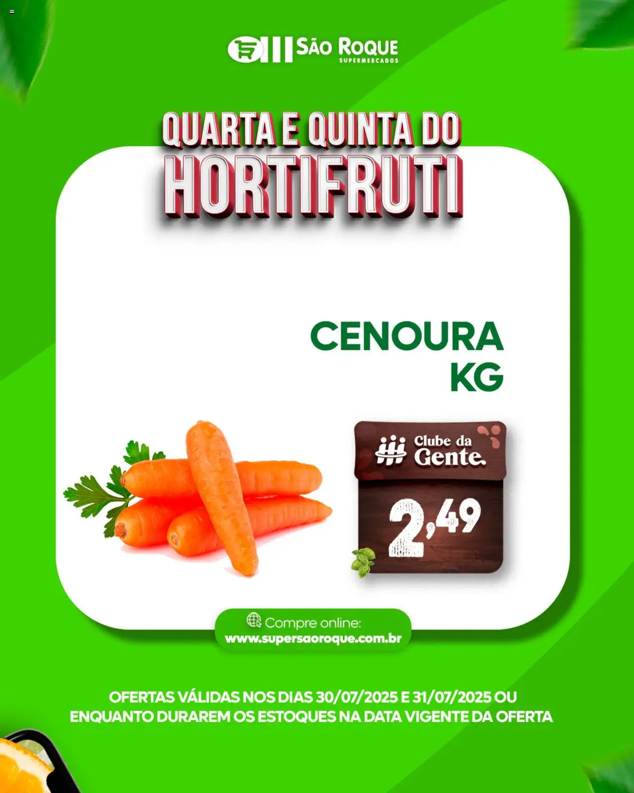 São Roque Supermercados Folheto - válido de 30.07.2025 | Página: 4 | Produtos: Cenoura
