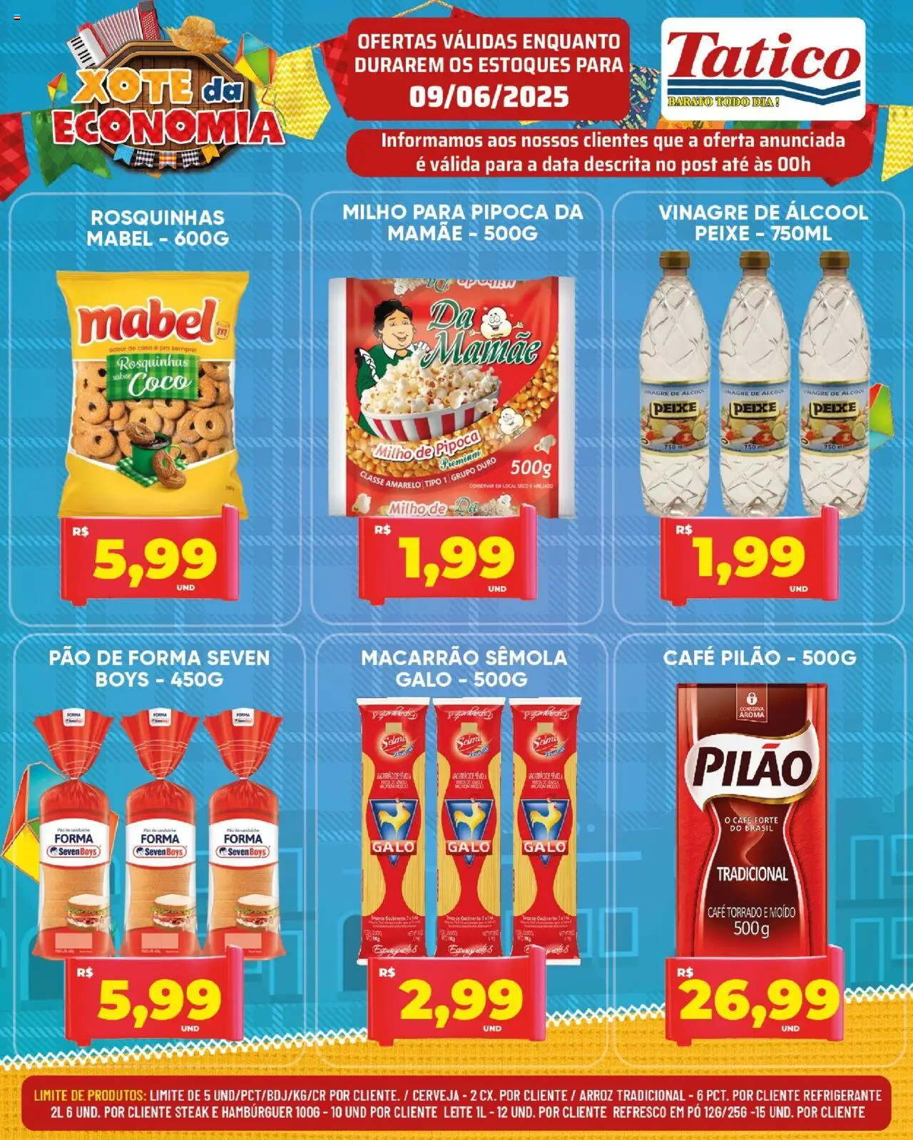 Tatico Folheto - válido de 09.06.2025 | Página: 4 | Produtos: Leite, Pão, Macarrão, Pipoca