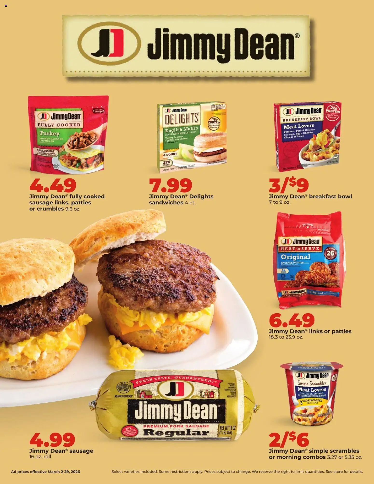 HyVee Monthly Ad - valid from 02.03.2026 | Page: 4 | Products: Cheese, Eggs, Pork, Sausage