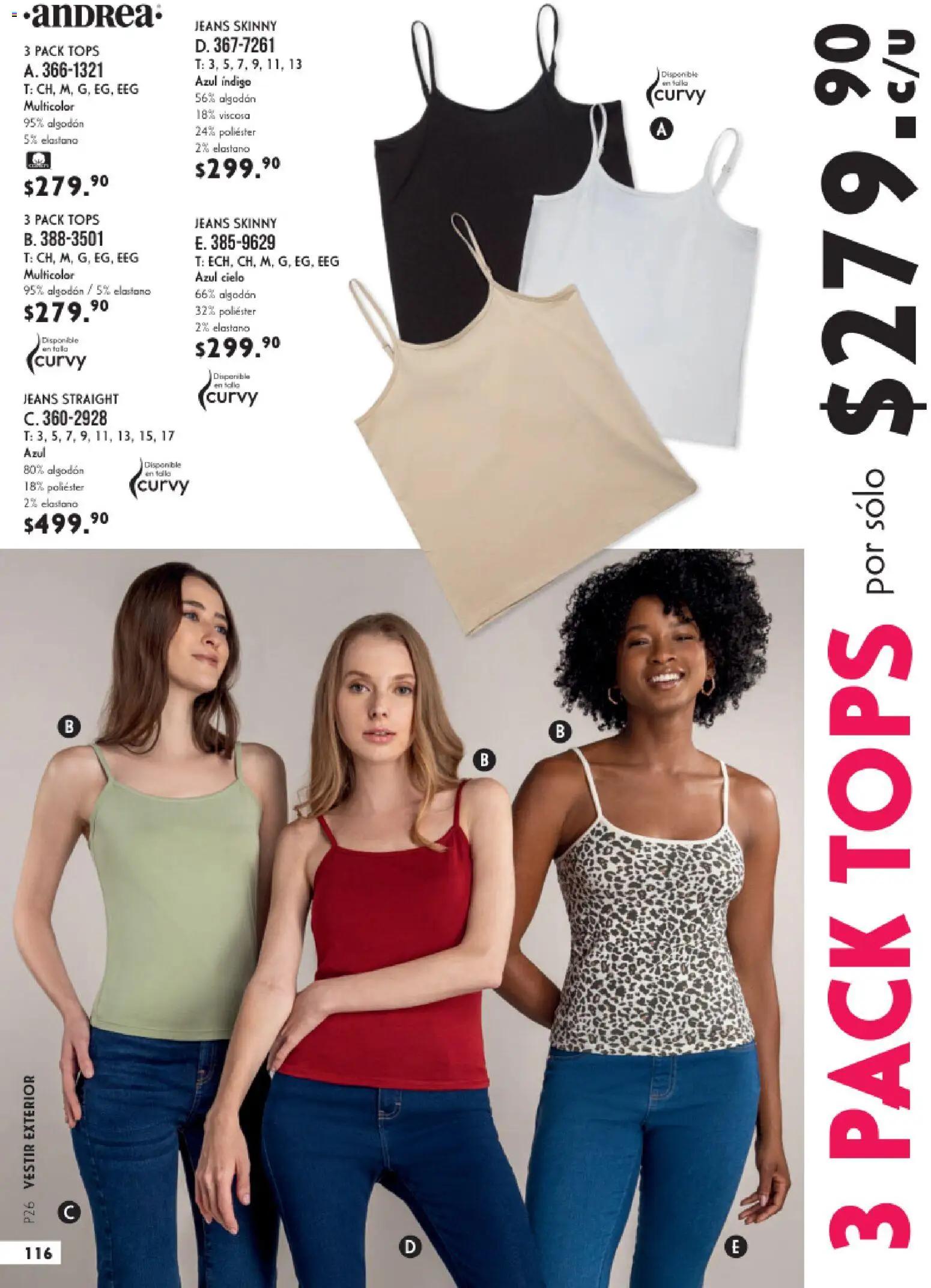 Nuevas ofertas de Andrea válidas en toda la República Mexicana desde el 25.01.2026. ¡Encuentra las mejores ofertas en Andrea catálogo Vestir! | Página: 116 | Productos: Algodón