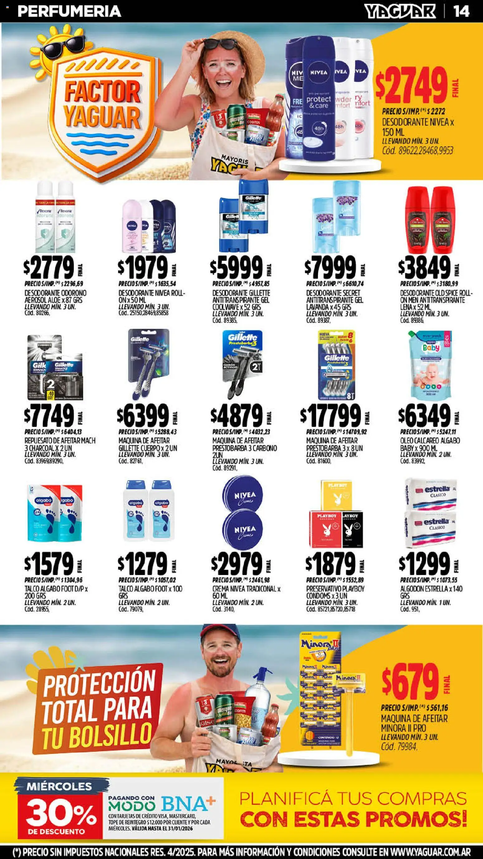 Yaguar catálogo │ válido desde el 12.01.2026 | Página: 14 | Productos: Algodón, Maquina de afeitar, Desodorante, Crema