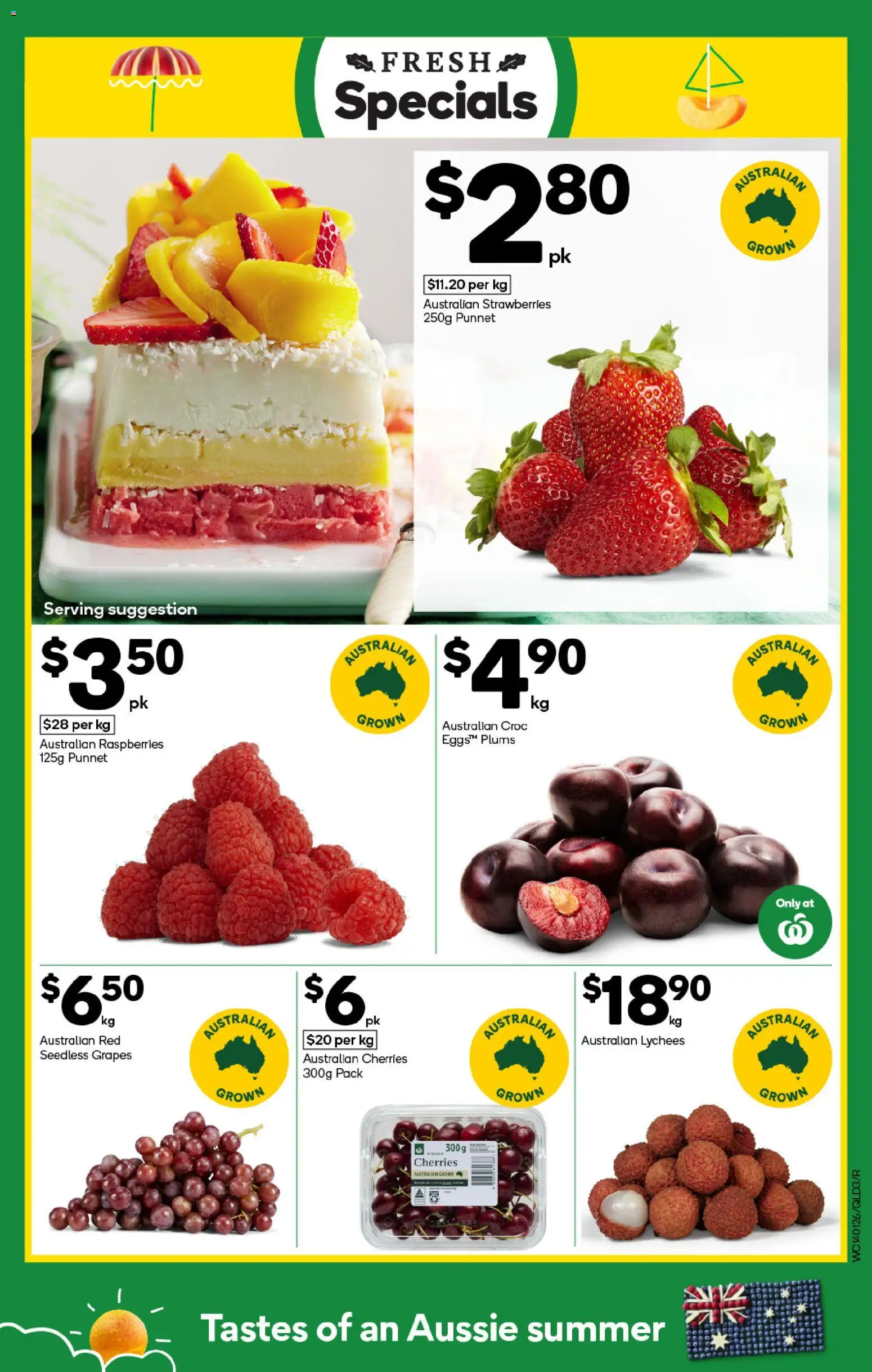 Woolworths catalogue - valid from 14.01.2026 | Page: 3 | Products: Cherries, Strawberries, Grapes, Plums