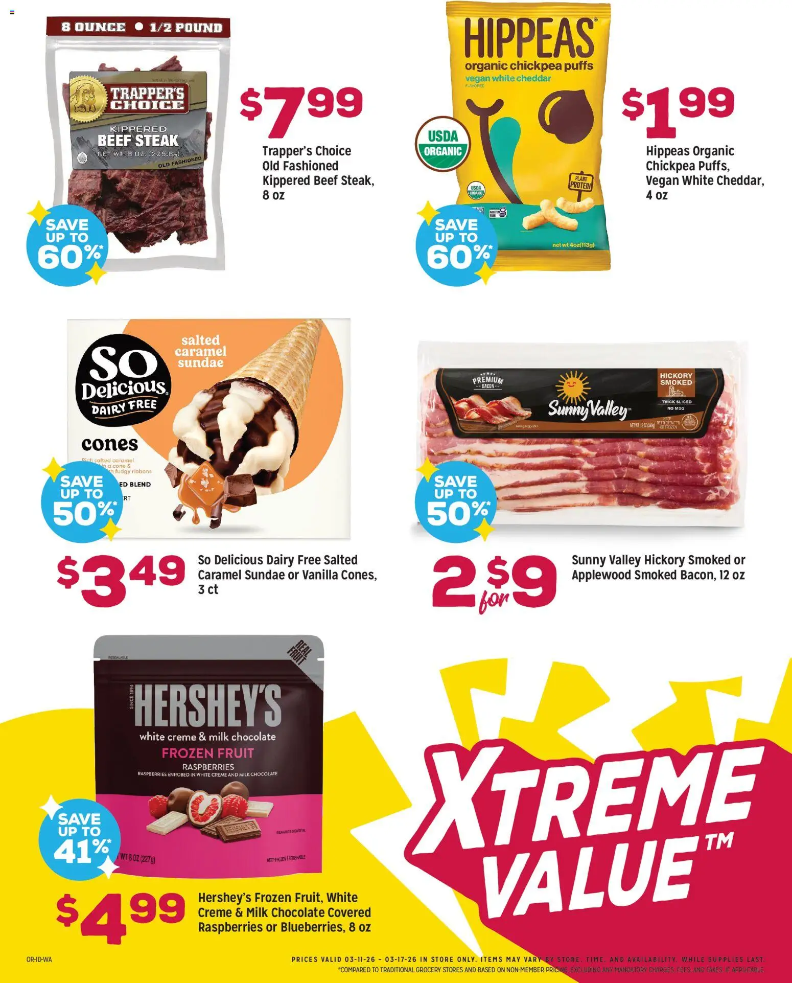 Grocery Outlet Weekly Ad - valid from 11.03.2026 | Page: 4 | Products: Ribbons, Milk, Chocolate, Beef