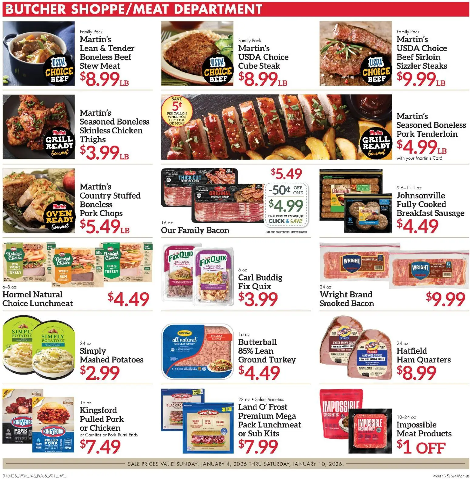 Martin’s Weekly Ad - valid from 04.01.2026 | Page: 6 | Products: Pork, Beef, Sauce, Sausage