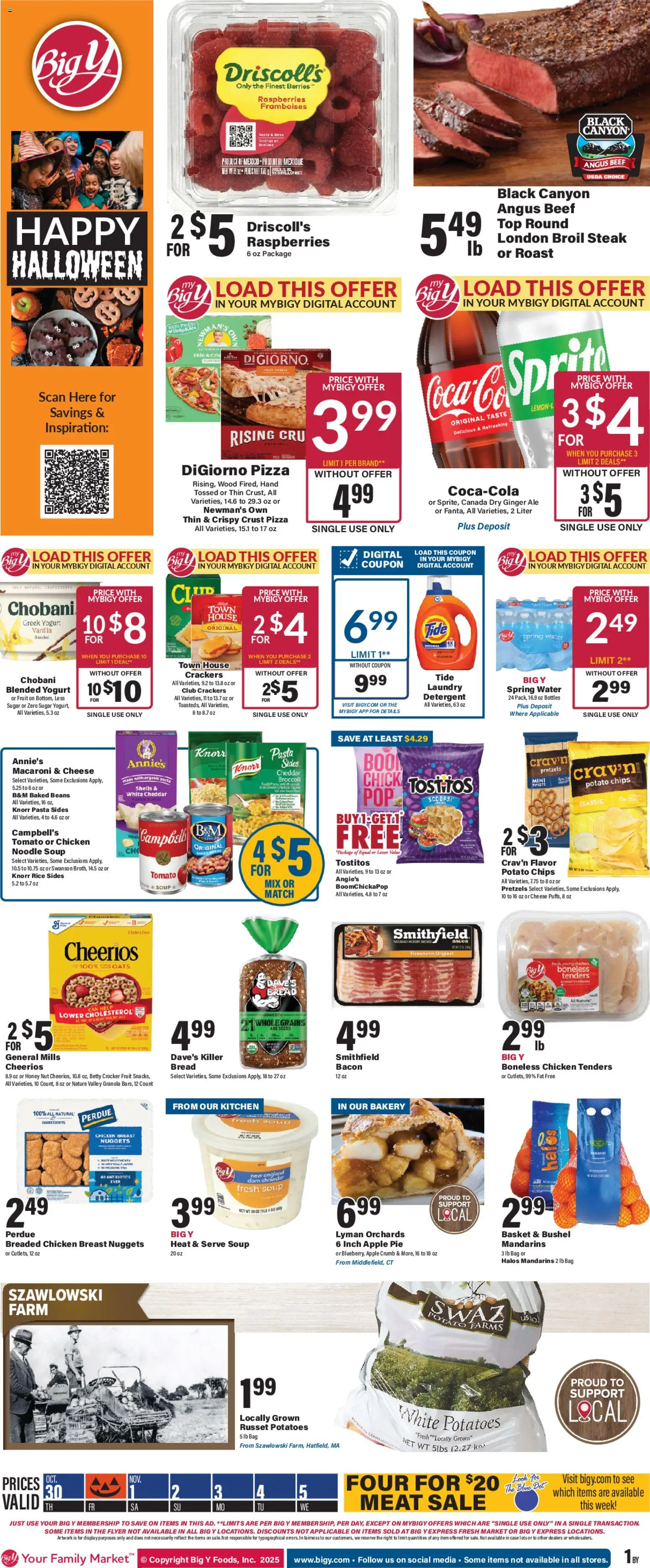 Big Y Weekly Ad - valid from 30.10.2025 | Page: 1 | Products: Bakery, Bread, Potatoes, Water