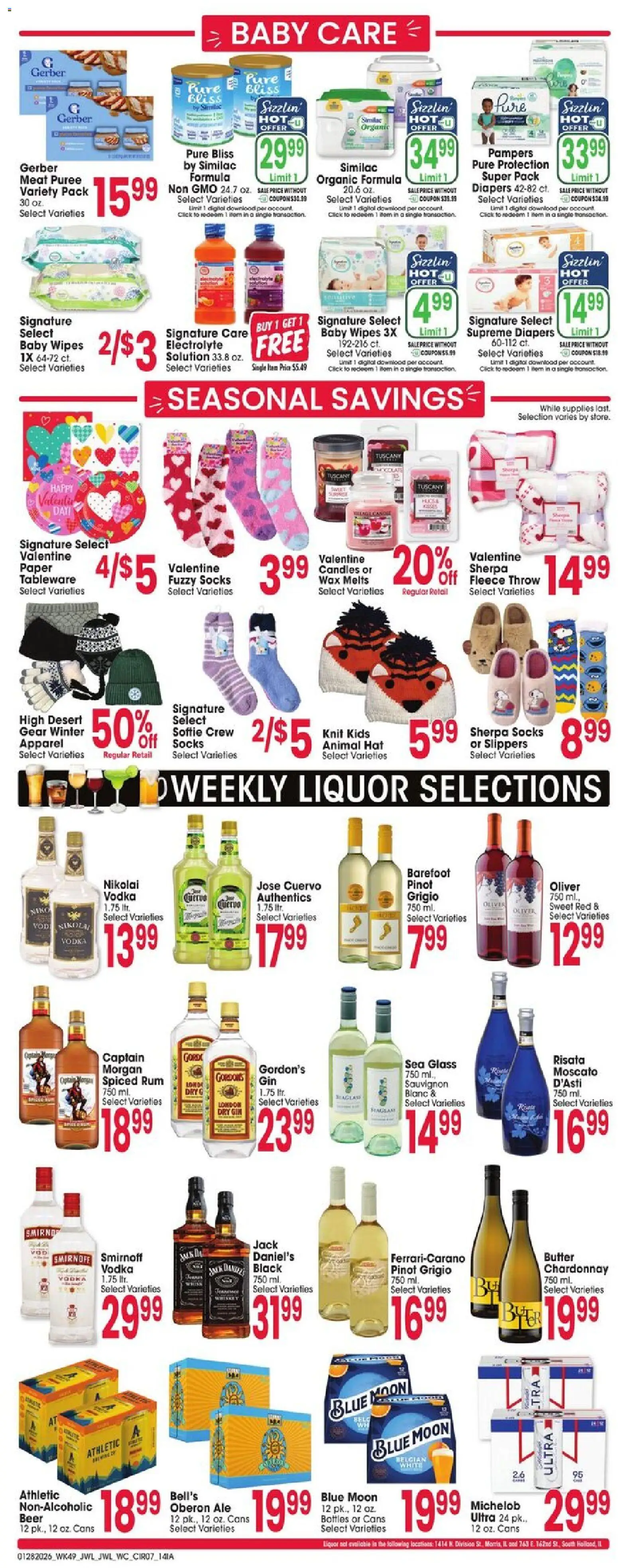 Jewel Osco Weekly Ad - IA - valid from 28.01.2026 | Page: 7 | Products: Butter, Beer, Gin, Socks