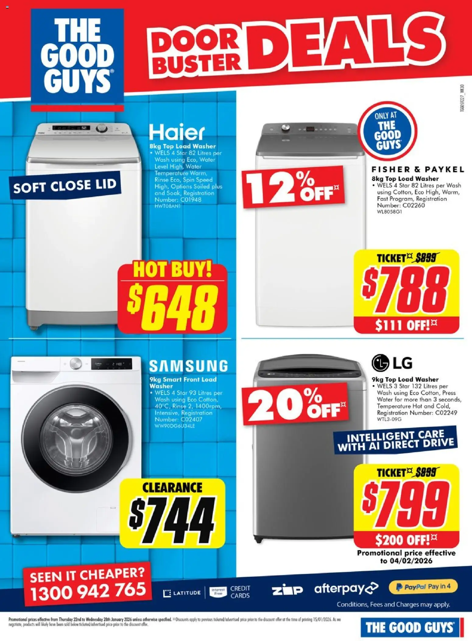 The Good Guys catalogue - valid from 21.01.2026 | Page: 12 | Products: Door, Water, Washer, Press