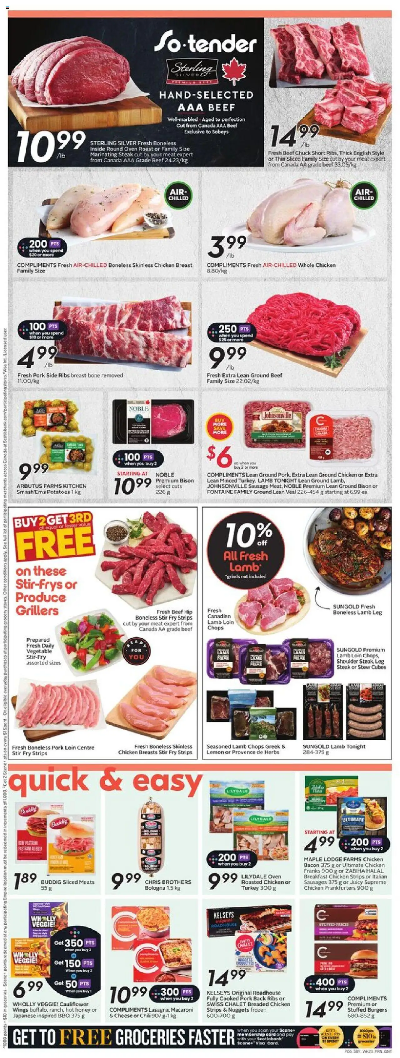 Sobeys flyer valid from 02.10.2025 | Page: 9 | Products: Turkey, Oven, Chicken, Pork