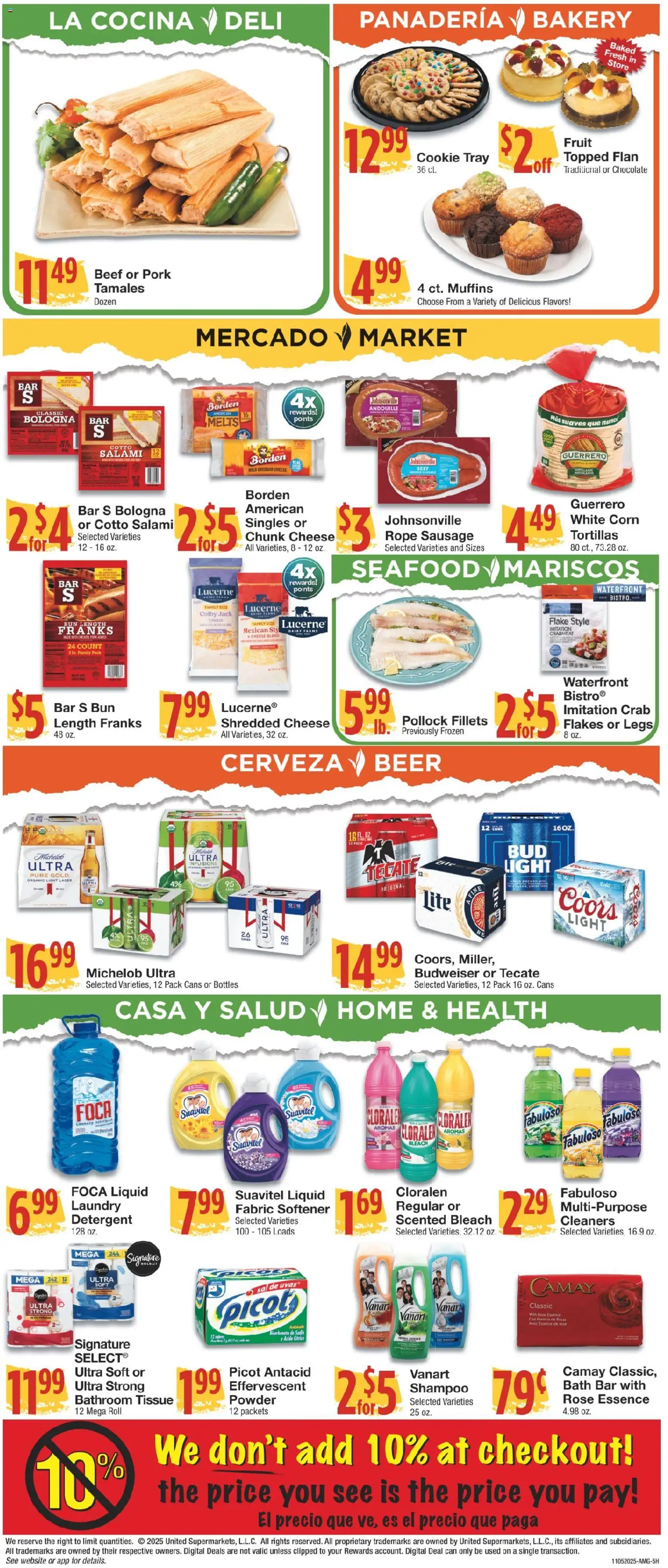 United Supermarkets Ad - valid from 04.11.2025 | Page: 5 | Products: Bakery, Corn, Bath, Cheese