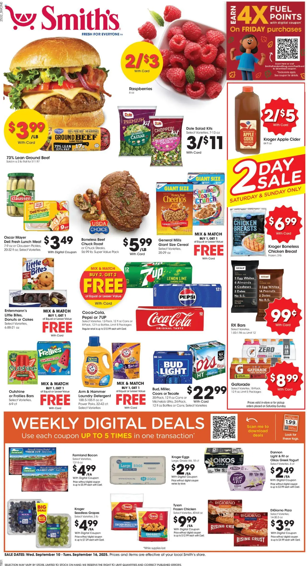 Smith's Weekly Ad - NM - valid from 10.09.2025 | Page: 1 | Products: Yogurt, Salt, Lemon, Grapes