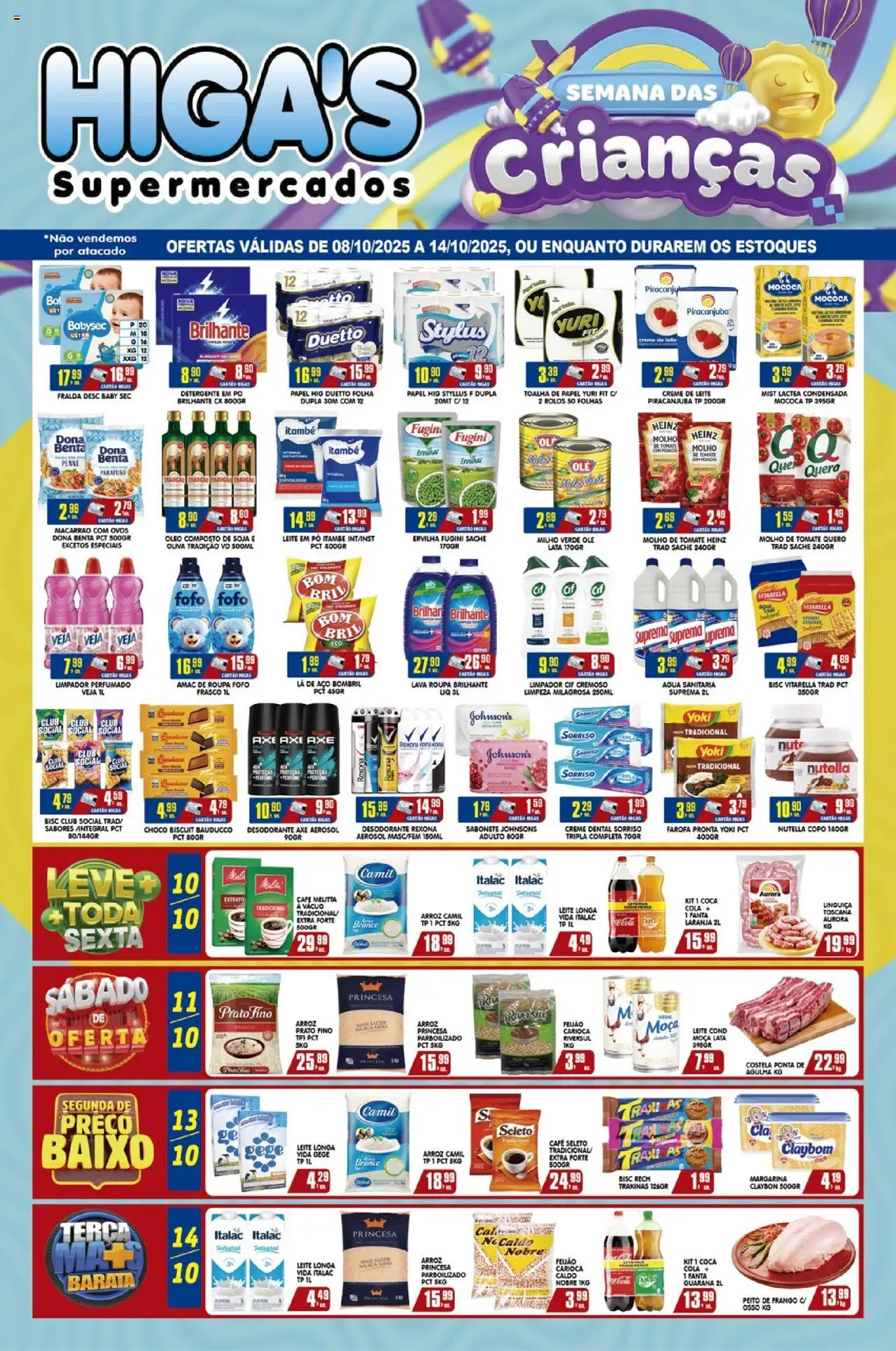 Higa's Supermercado Folheto - válido de 08.10.2025 | Página: 1 | Produtos: Café, Frango, Creme dental, Farofa
