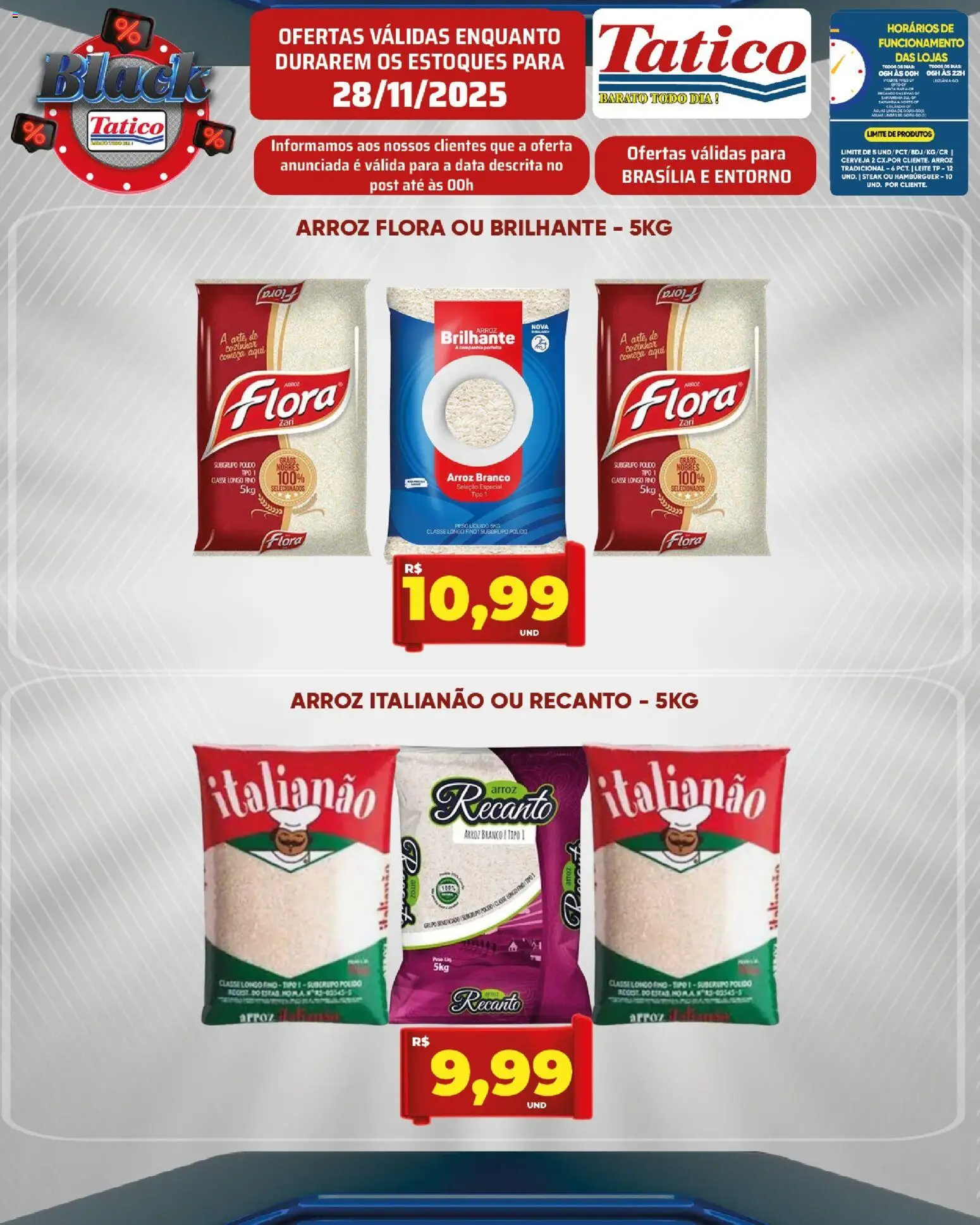 Tatico Folheto - válido de 28.11.2025 | Página: 1 | Produtos: Leite, Cerveja, Arroz, Hambúrguer