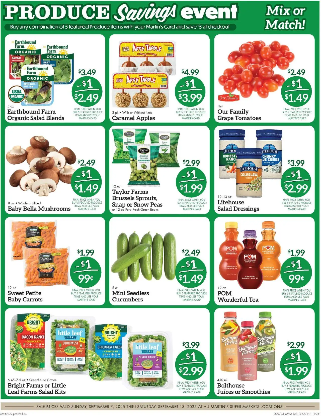 Martin’s Ad - valid from 07.09.2025 | Page: 5 | Products: Ginger, Spinach, Apples, Mango