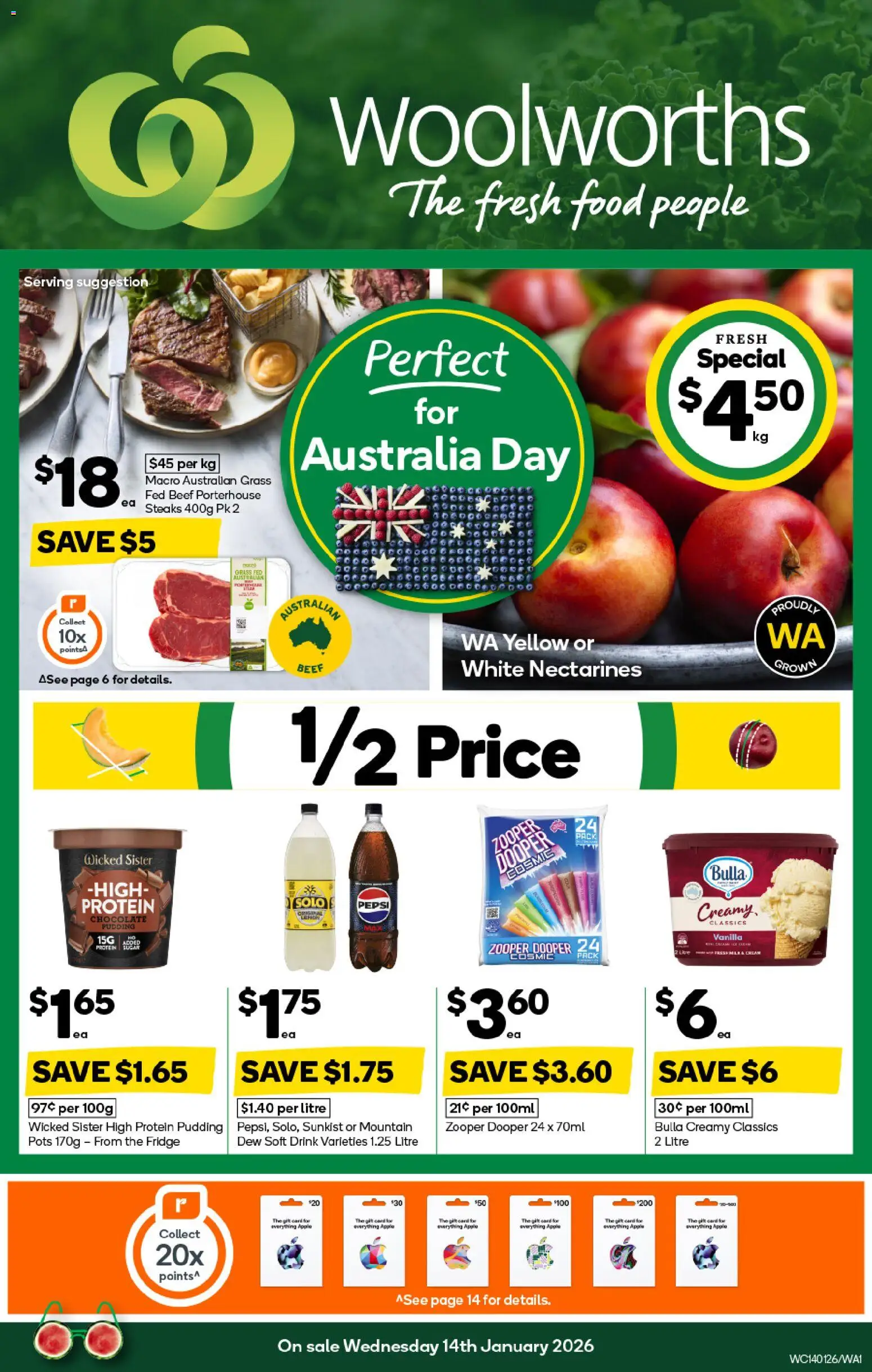 Woolworths catalogue - valid from 14.01.2026 | Page: 1 | Products: Grass, Chocolate, Pudding, Fridge