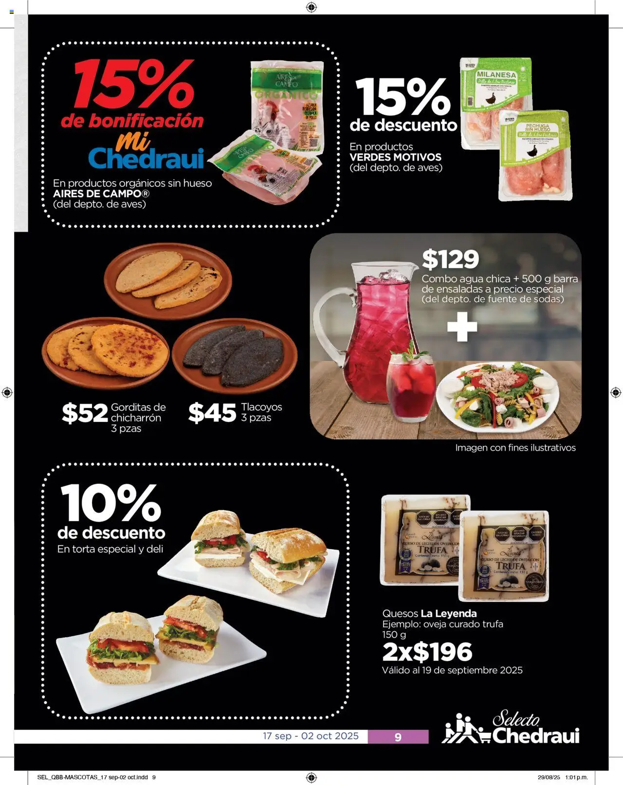 Nuevas ofertas de Chedraui válidas en toda la República Mexicana desde el 17.09.2025. ¡Encuentra las mejores ofertas en Chedraui - Folleto Cuesta Menos! | Página: 9 | Productos: Fuente, Agua, Leche, Queso