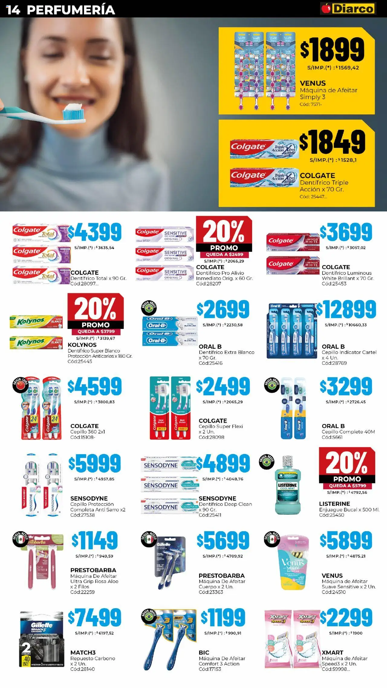 Diarco - Ofertas Sur │ válido desde el 20.10.2025 | Página: 14 | Productos: Maquina de afeitar, Cepillo, Enjuague bucal