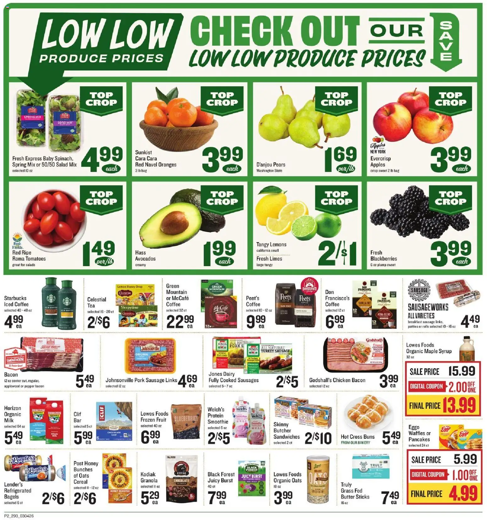 Lowes Foods Weekly Ad - SC - valid from 04.03.2026 | Page: 2 | Products: Milk, Pork, Sausage, Bag
