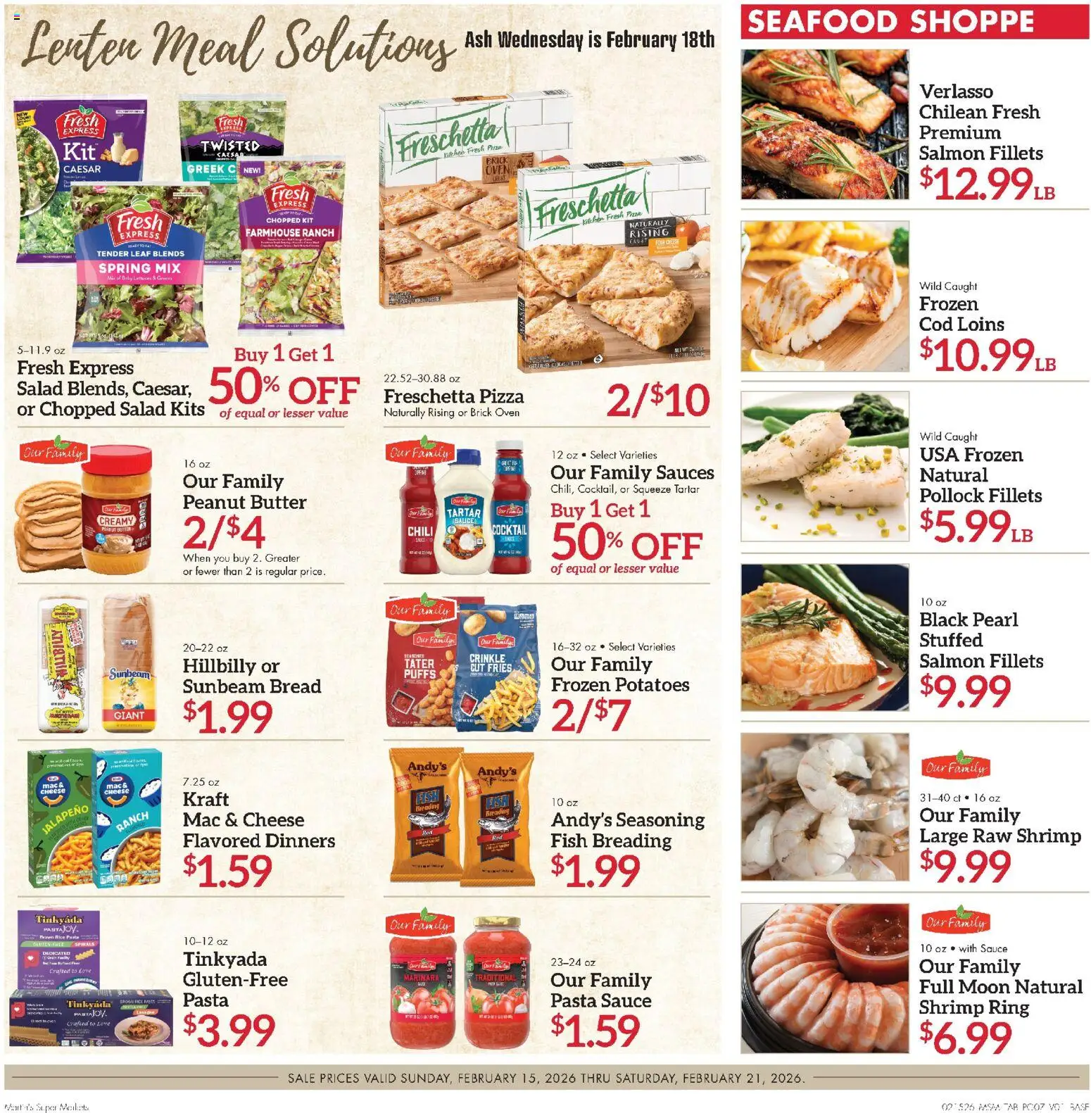 Martin’s Weekly Ad - valid from 15.02.2026 | Page: 7 | Products: Cheese, Bread, Fish, Seafood