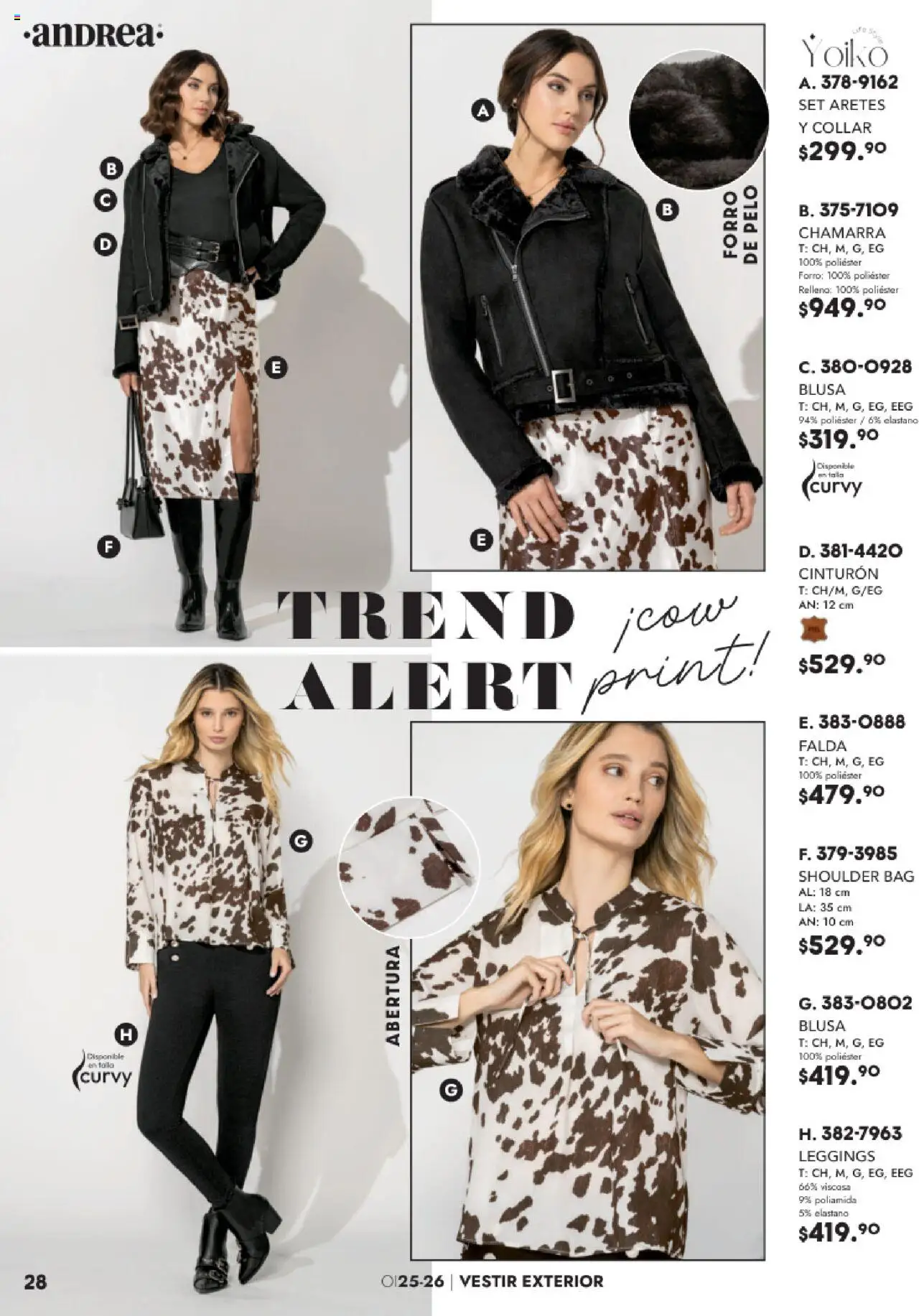 Nuevas ofertas de Andrea válidas en toda la República Mexicana desde el 22.08.2025. ¡Encuentra las mejores ofertas en Andrea - Catálogo Vestir Exterior - Otoño / Invierno! | Página: 28 | Productos: Blusa, Leggings, Cinturón, Collar