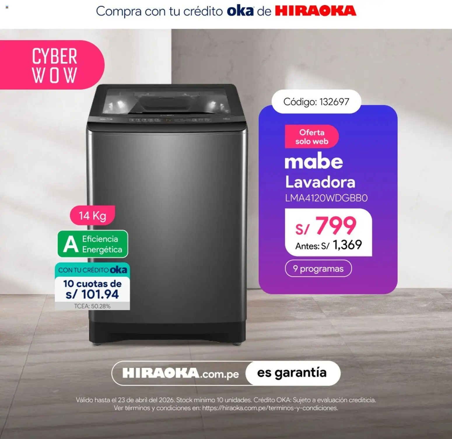 Catálogo Hiraoka válido desde 20.04.2026 | Página: 6 | Productos: Lavadora