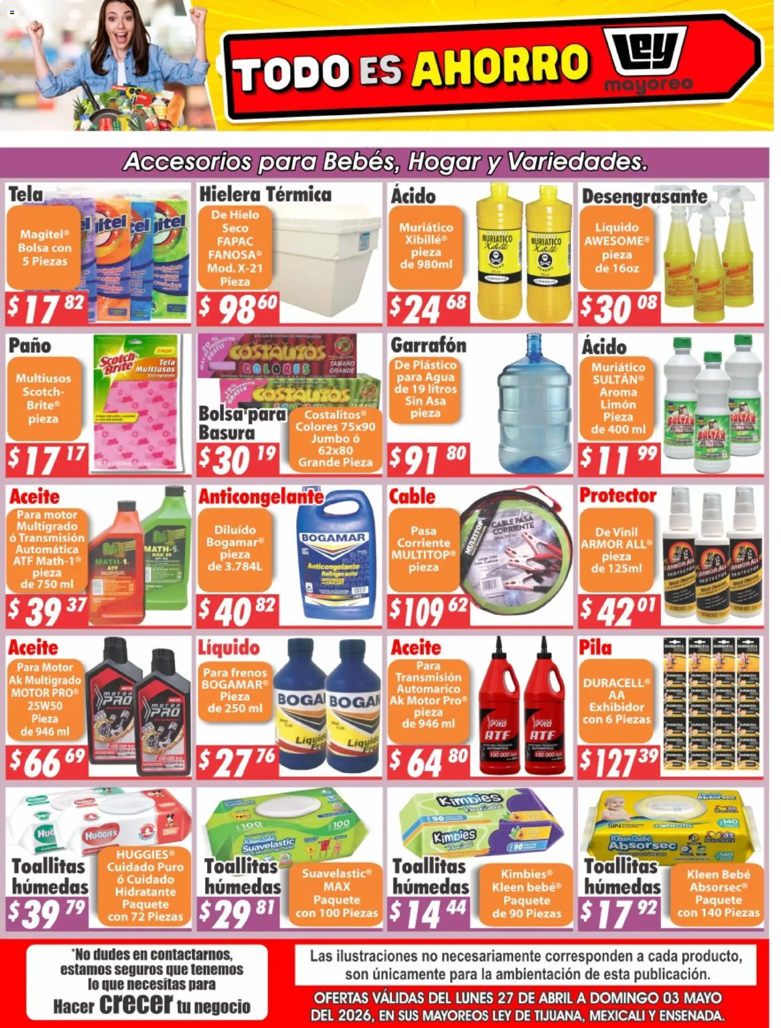 Nuevas ofertas de Casa Ley válidas en toda la República Mexicana desde el 27.04.2026. ¡Encuentra las mejores ofertas en Casa Ley folleto Frontera! | Página: 1 | Productos: Agua, Limón, Aceite, Cable