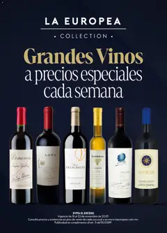 Vista previa de La Europea catálogo Grandes Vinos, nuevo folleto de la tienda, válido en México a partir del 18.11.2025