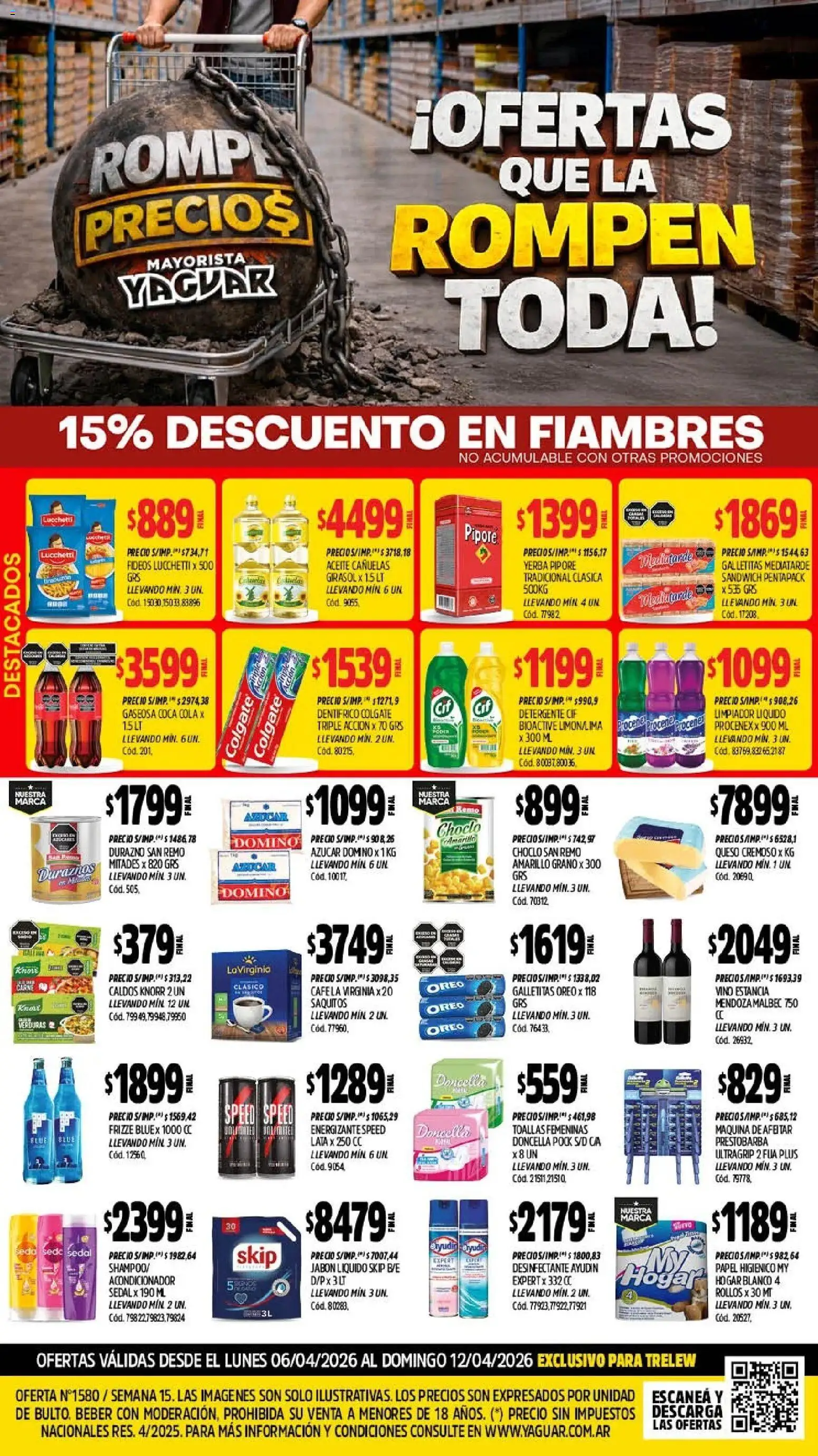 Yaguar - Oferta Semanal Trelew │ válido desde el 06.04.2026 | Página: 1 | Productos: Galletitas, Azucar, Yerba, Aceite