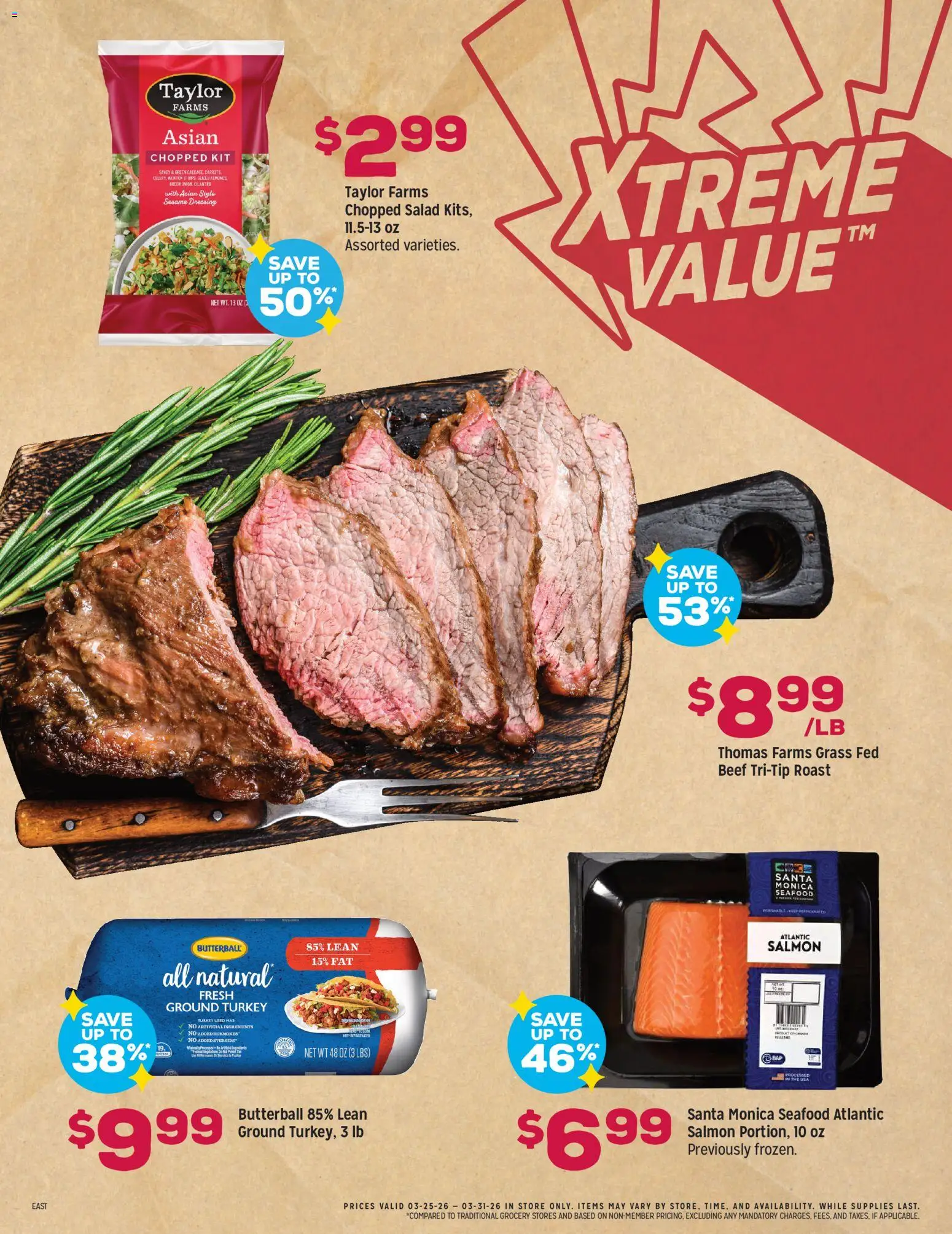 Grocery Outlet Weekly Ad - MD - valid from 25.03.2026 | Page: 4 | Products: Beef, Salad, Seafood
