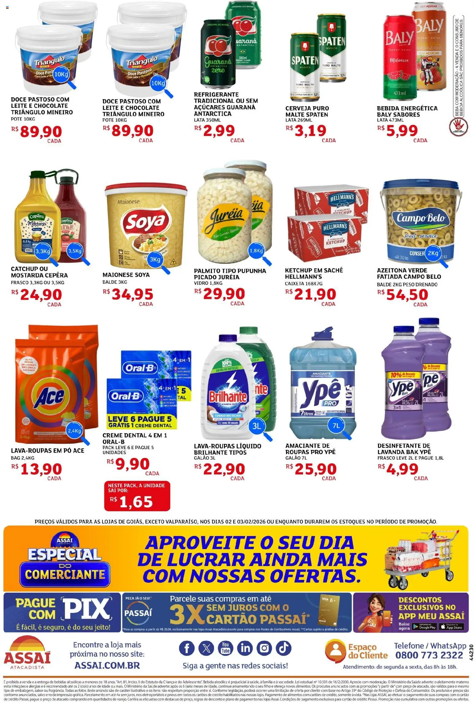 Assaí Atacadista Folheto - válido de 02.03.2026 | Página: 2 | Produtos: Palmito, Ketchup, Desinfetante, Balde