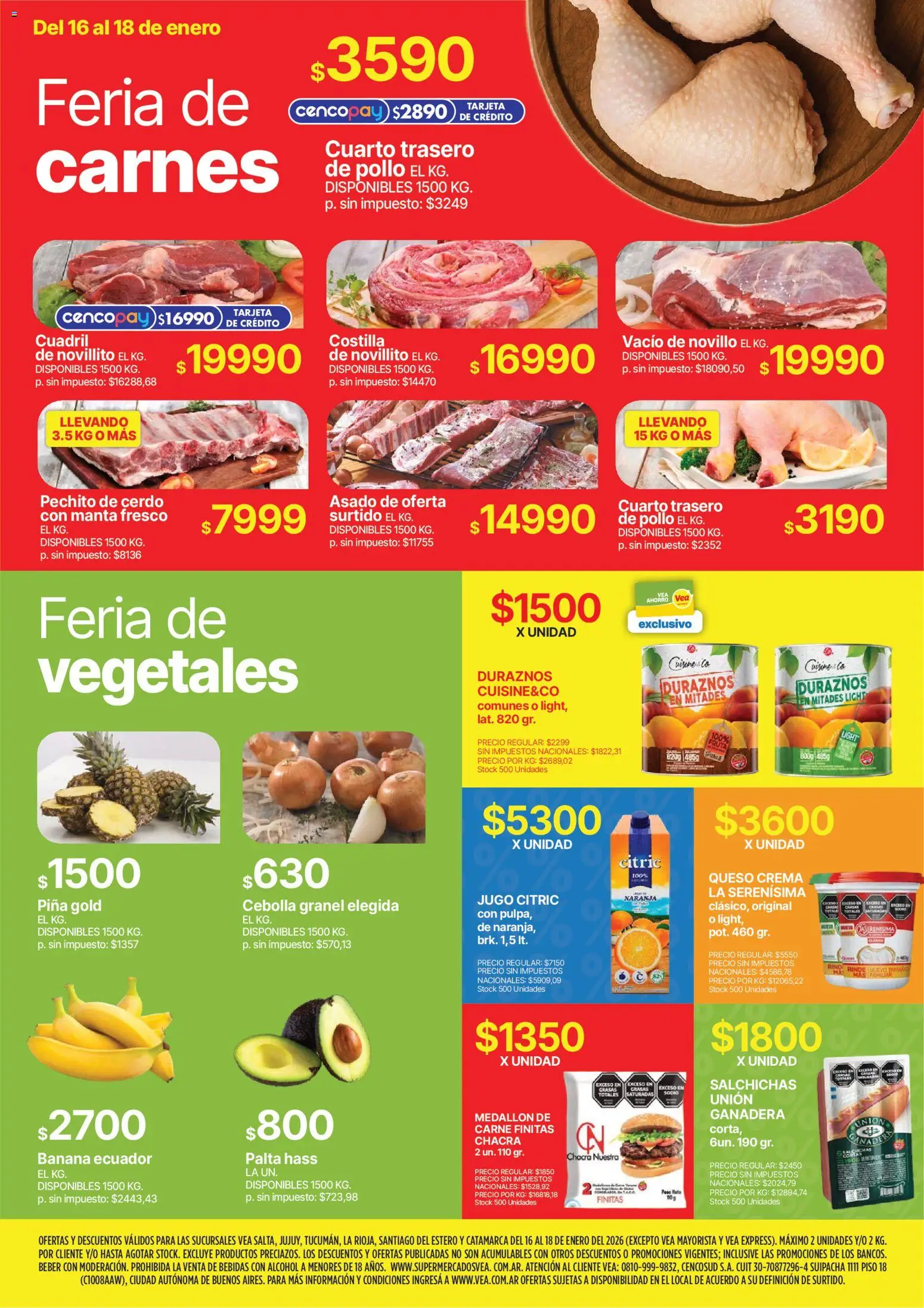 Vea - Oferta fin de semana │ válido desde el 16.01.2026 | Página: 3 | Productos: Pollo, Cebolla, Banana, Piña
