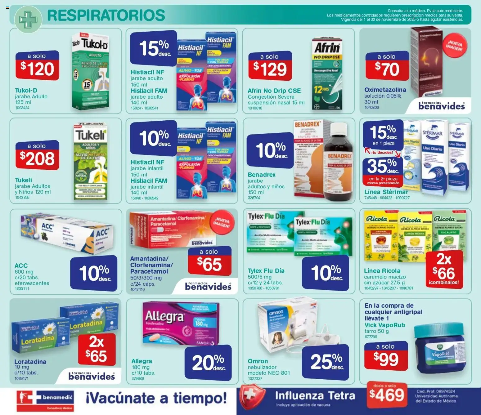 Nuevas ofertas de Farmacia Benavides válidas en toda la República Mexicana desde el 01.11.2025. ¡Encuentra las mejores ofertas en Farmacia Benavides catálogo! | Página: 2 | Productos: Limón, Antigripal, Nebulizador, Tableta