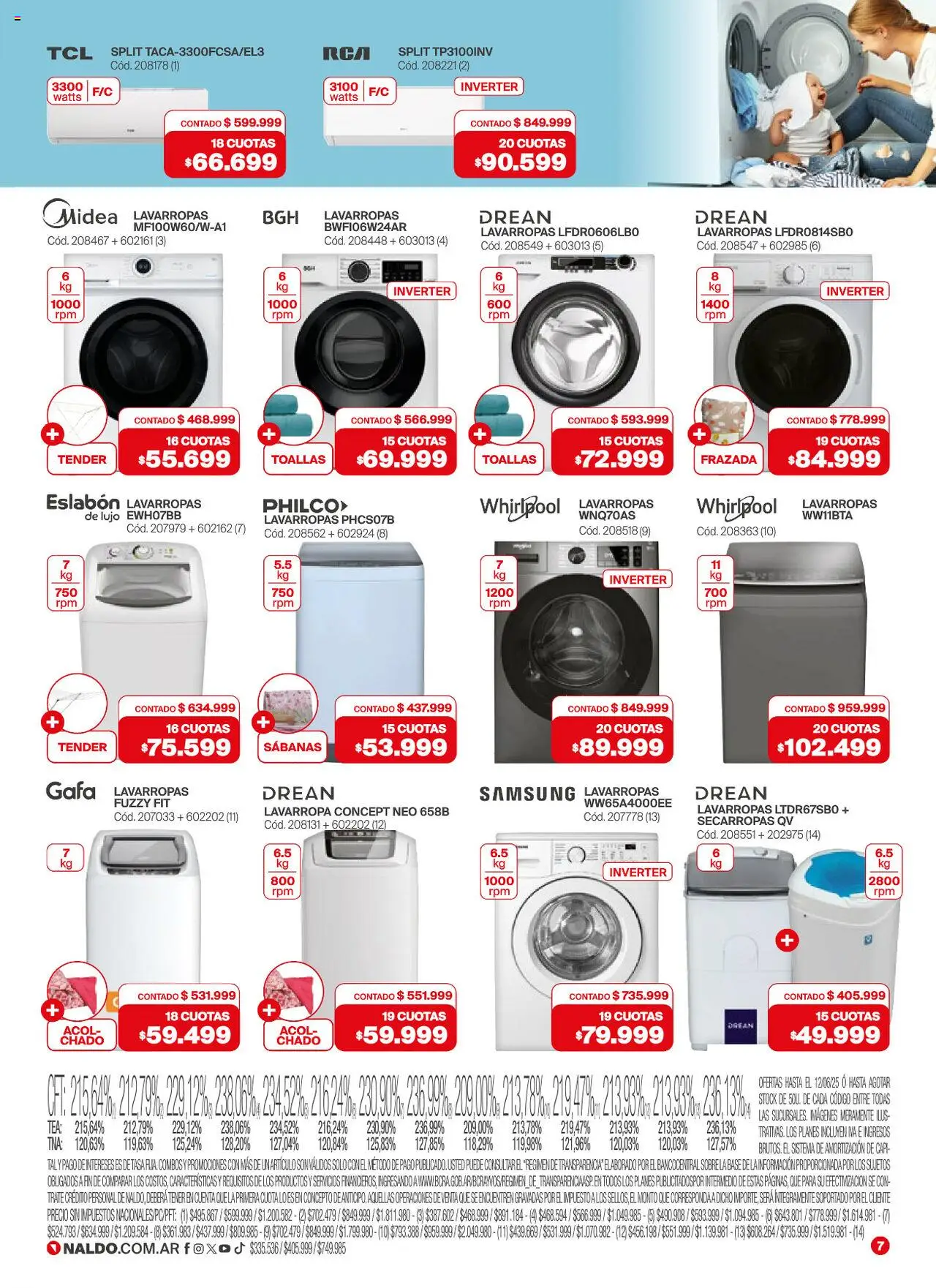 Naldo catálogo │ válido desde el 02.06.2025 | Página: 7 | Productos: Toallas, Tender, Frazada, Lavarropas