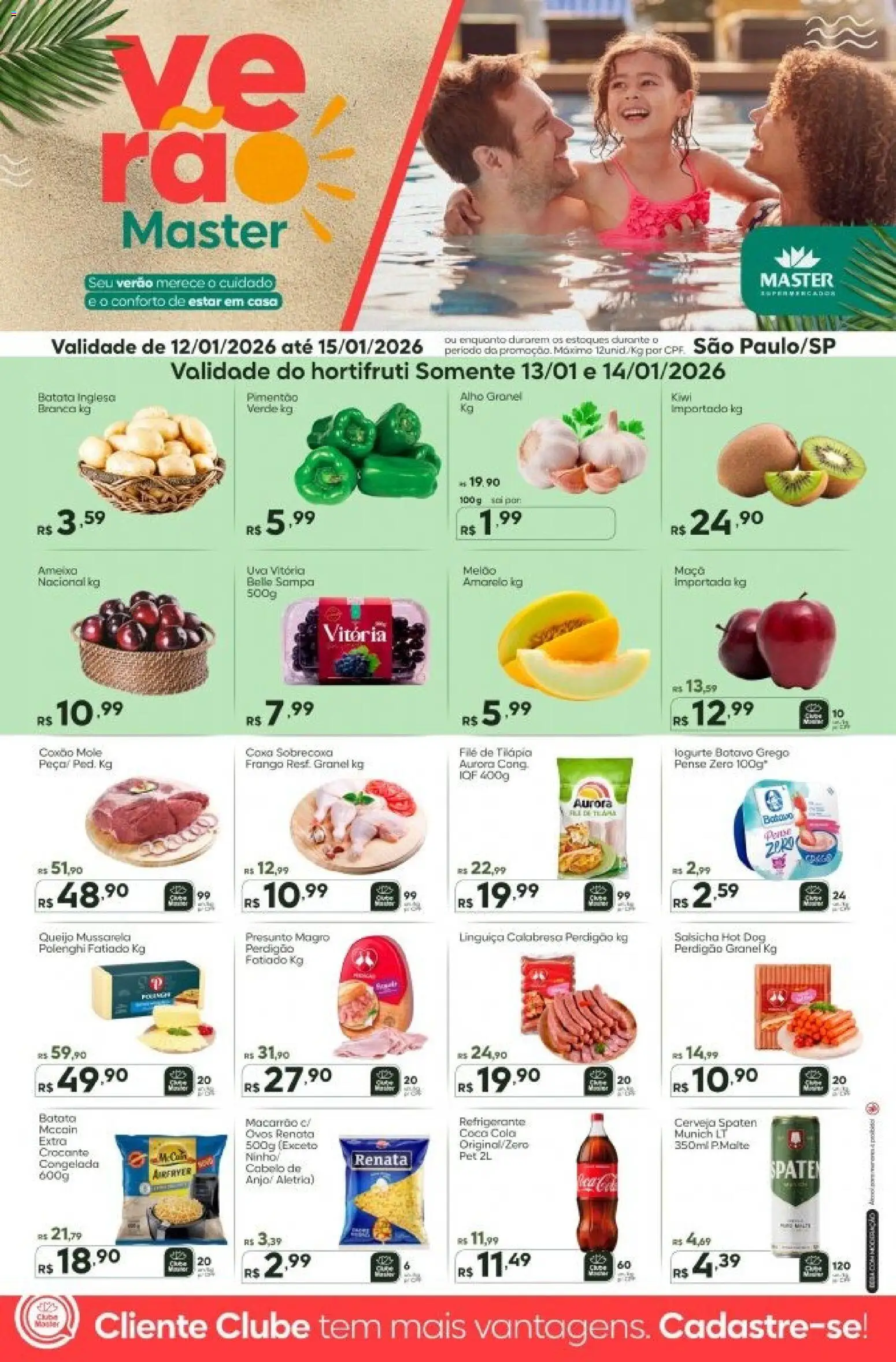 Master Folheto - válido de 12.01.2026 | Página: 1 | Produtos: Cola, Macarrão, Mussarela, Ameixa