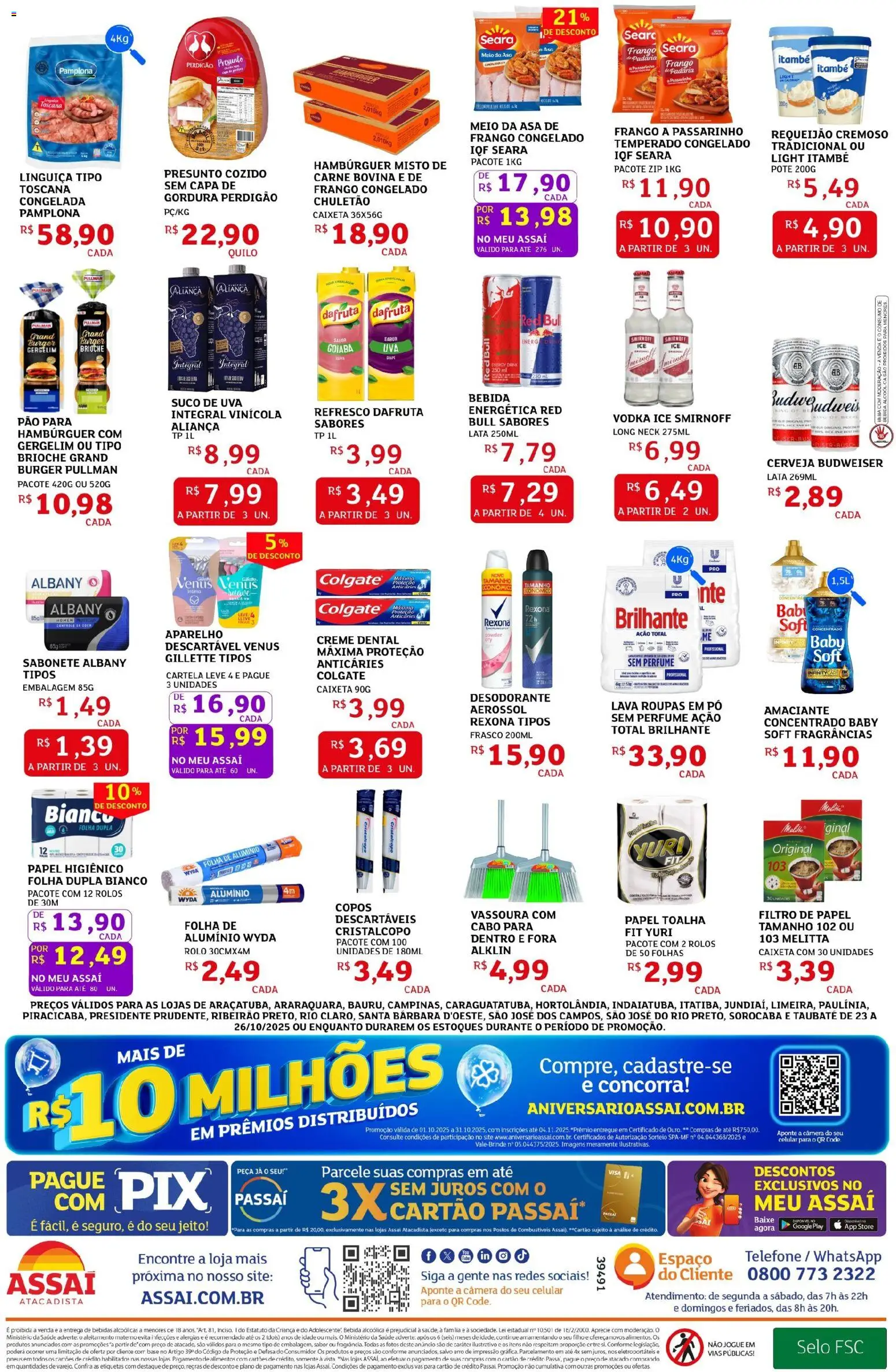 Assaí Atacadista Folheto - válido de 23.10.2025 | Página: 2 | Produtos: Vodka, Bebida, Telefone, Creme dental