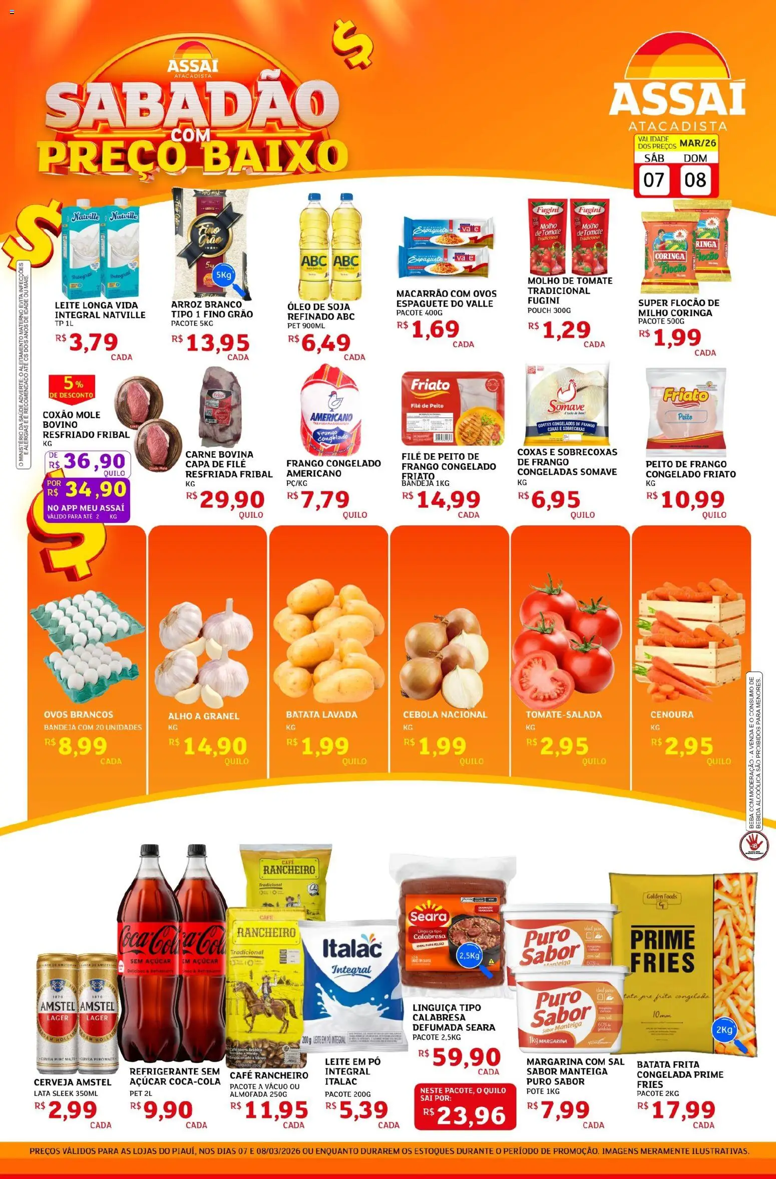 Assaí Atacadista Folheto - válido de 07.03.2026 | Página: 1 | Produtos: Bebida, Batata, Margarina, Peito de frango