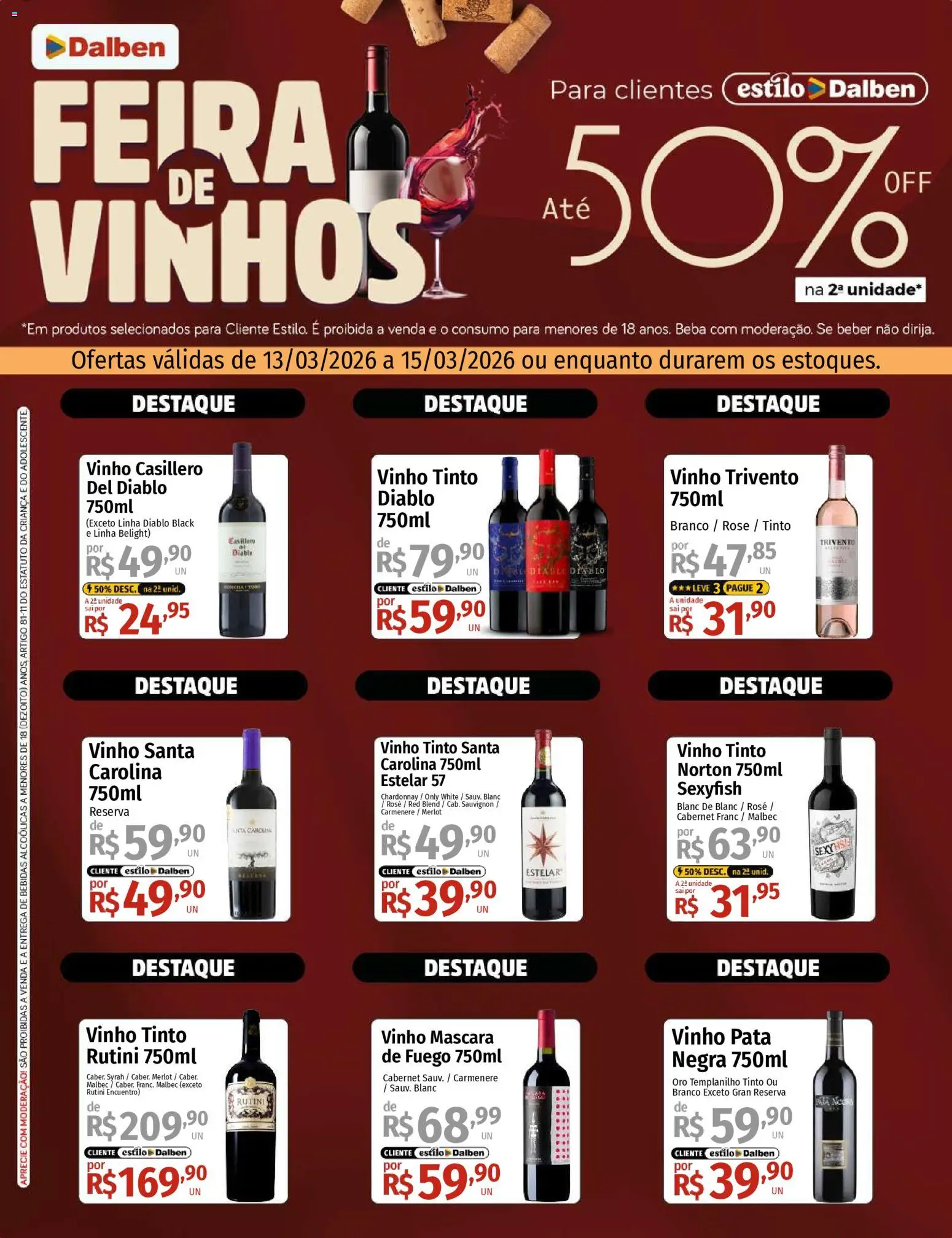 Supermercado Dalben Folheto - válido de 13.03.2026 | Página: 1 | Produtos: Vinho
