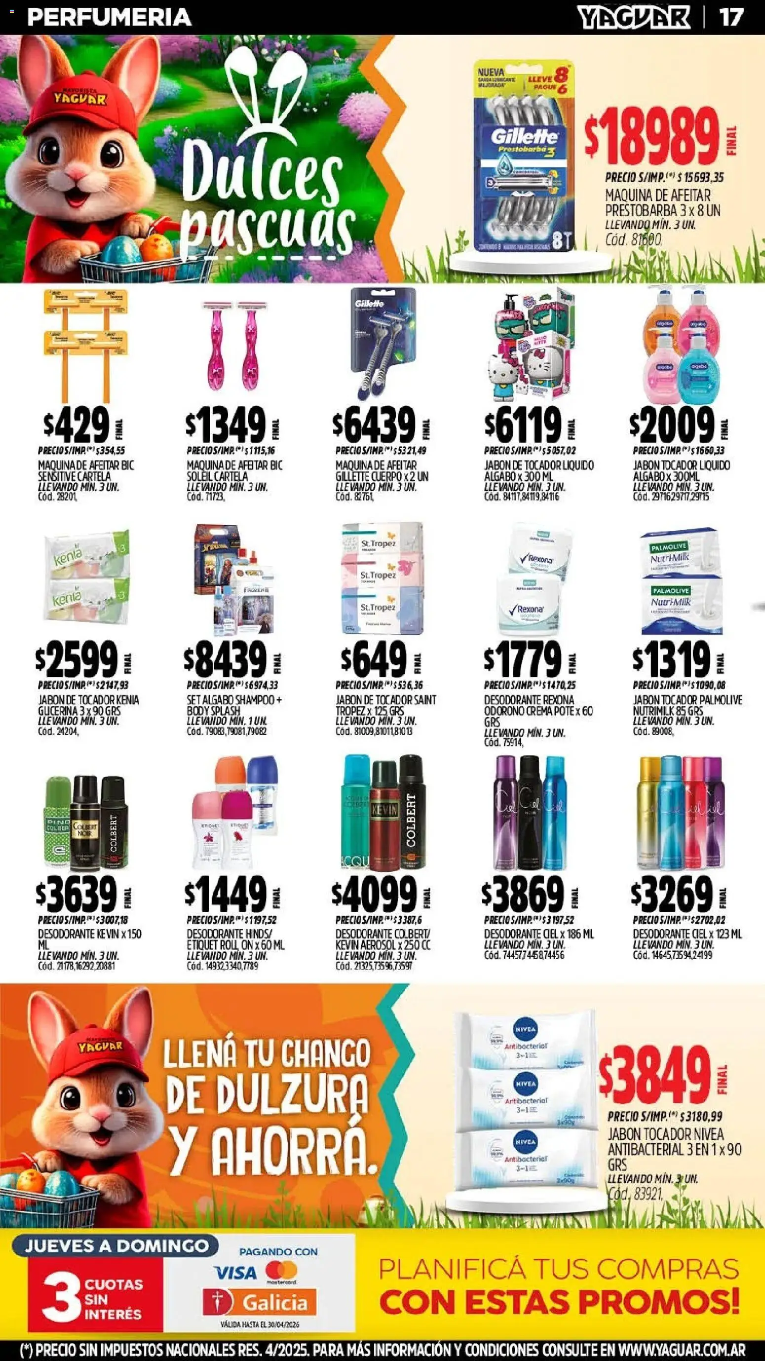Yaguar - Oferta Semanal Jujuy │ válido desde el 30.03.2026 | Página: 17 | Productos: Body, Maquina de afeitar, Jabón, Crema