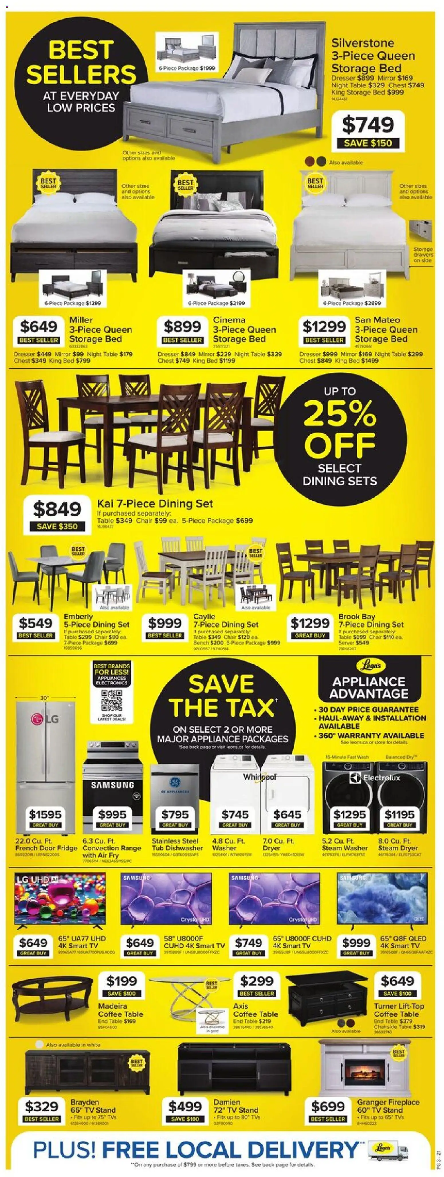 Leon's flyer valid from 12.03.2026 | Page: 3 | Products: Tv, Dishwasher, Table, Chair