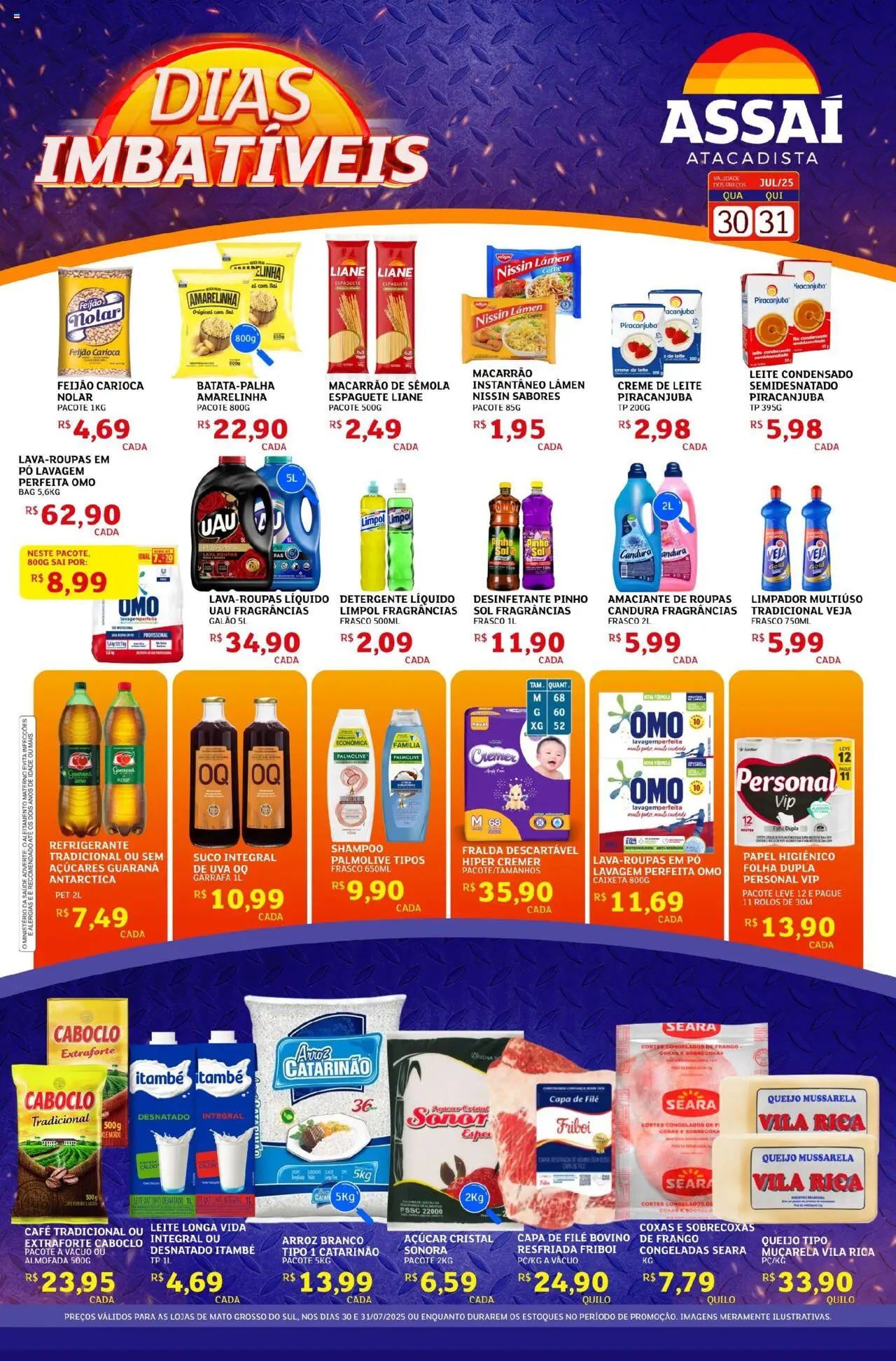 Assaí Atacadista Folheto - válido de 30.07.2025 | Página: 1 | Produtos: Queijo, Café, Refrigerante, Leite condensado