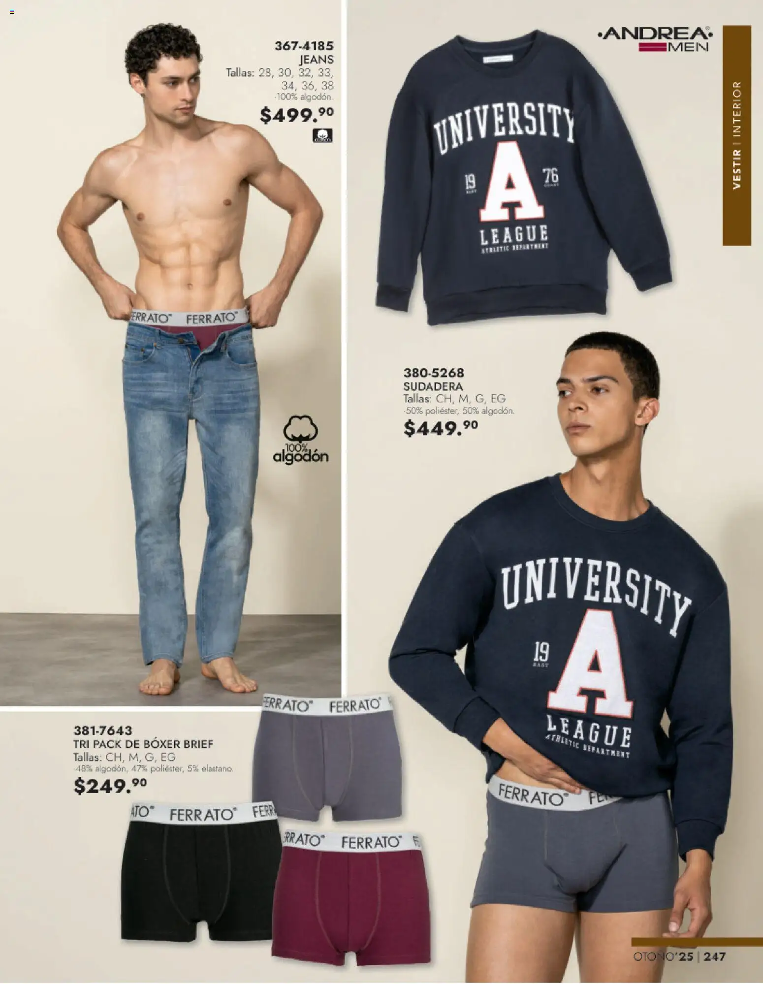 Nuevas ofertas de Andrea válidas en toda la República Mexicana desde el 26.11.2025. ¡Encuentra las mejores ofertas en Andrea catálogo Vestir Caballero otoño! | Página: 85 | Productos: Algodón, Sudadera