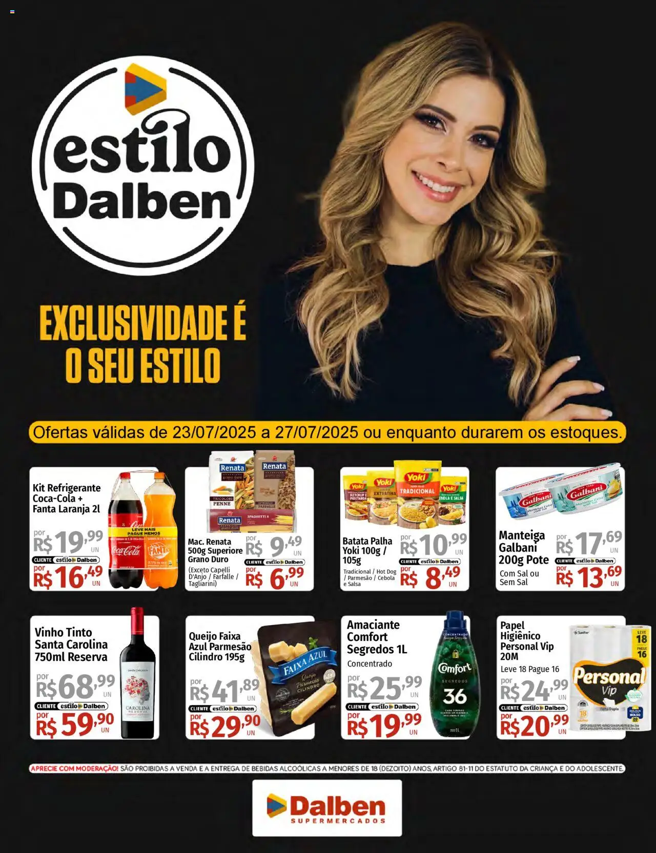 Supermercado Dalben Folheto - válido de 23.07.2025 | Página: 1 | Produtos: Cebola, Cola, Batata, Amaciante