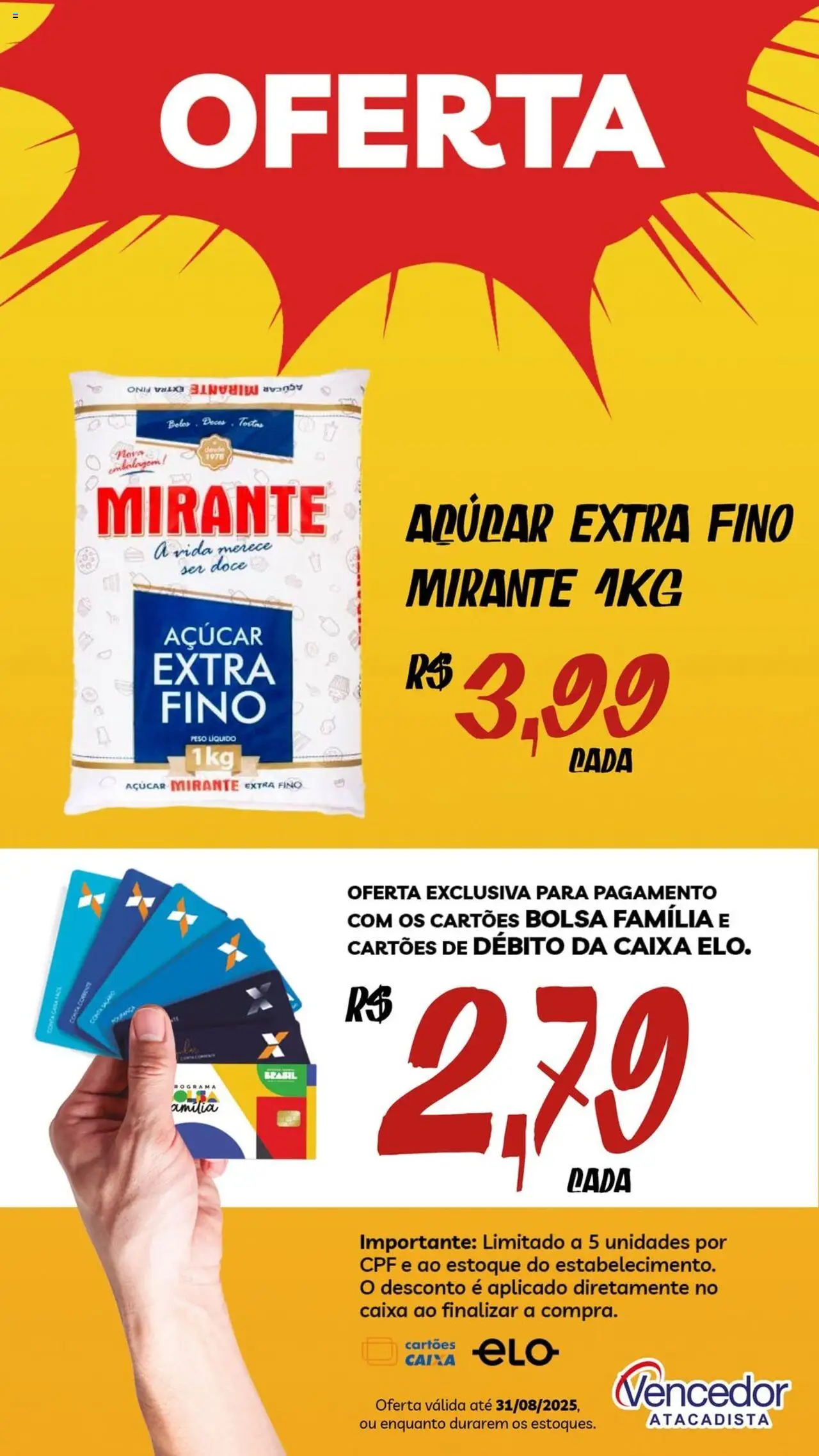 Vencedor Atacadista Folheto - válido de 12.08.2025 | Página: 6 | Produtos: Caixa, Açúcar, Bolsa