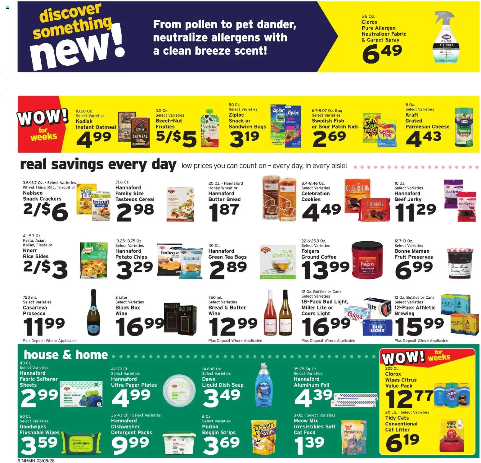 Hannaford Weekly Ad - valid from 08.03.2026 | Page: 8 | Products: Cat Litter, Coffee, Fish, Cookies