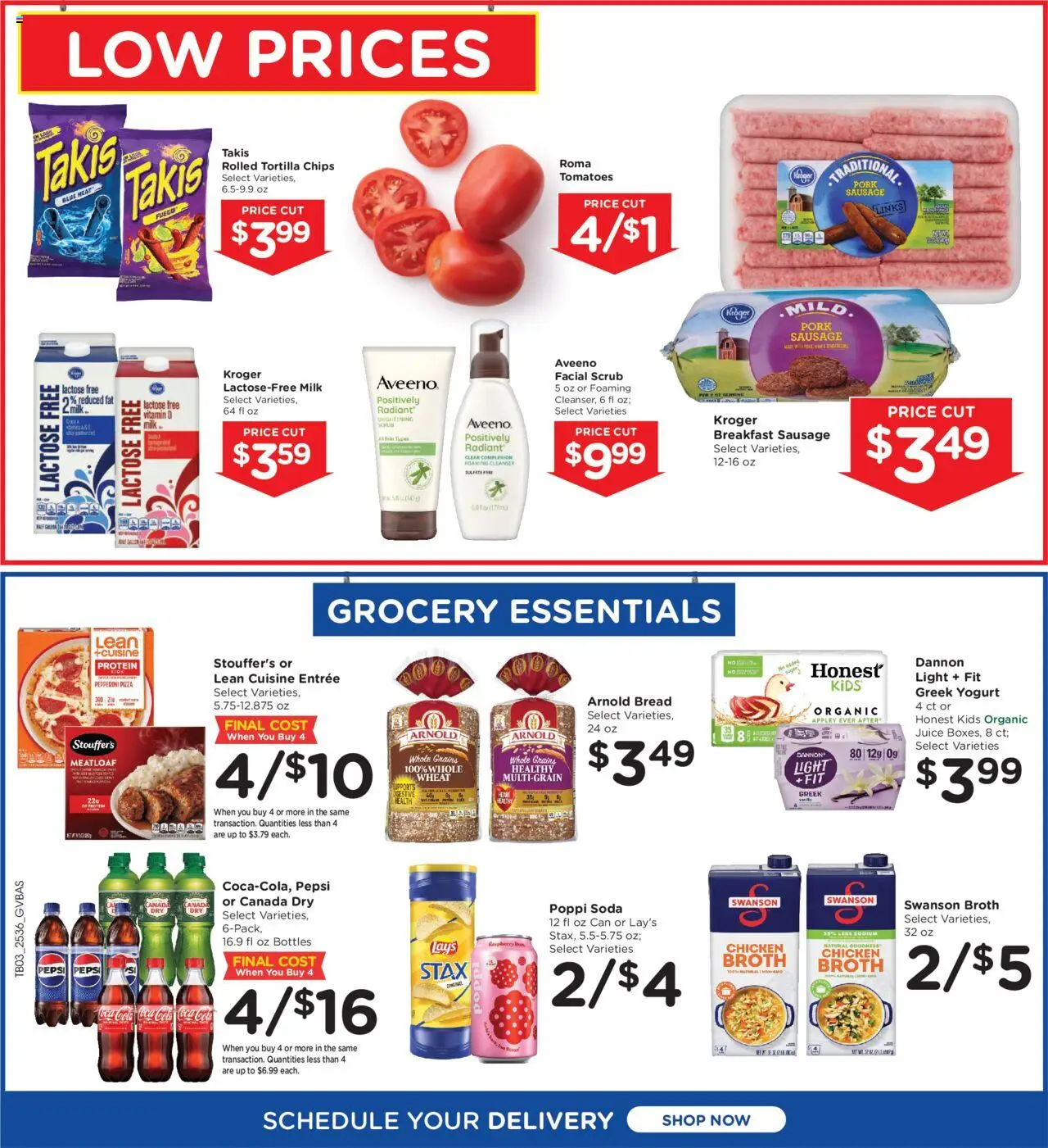 Kroger Ad - valid from 08.10.2025 | Page: 6 | Products: Vitamin, Yogurt, Pizza, Tomatoes