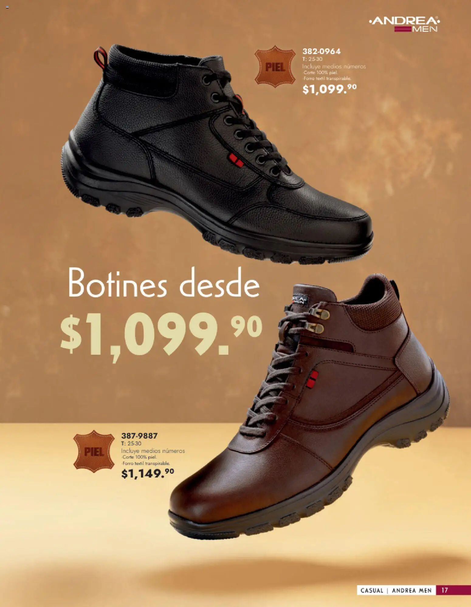 Nuevas ofertas de Andrea válidas en toda la República Mexicana desde el 25.01.2026. ¡Encuentra las mejores ofertas en Andrea catálogo Calzado Caballero! | Página: 17 | Productos: Botines