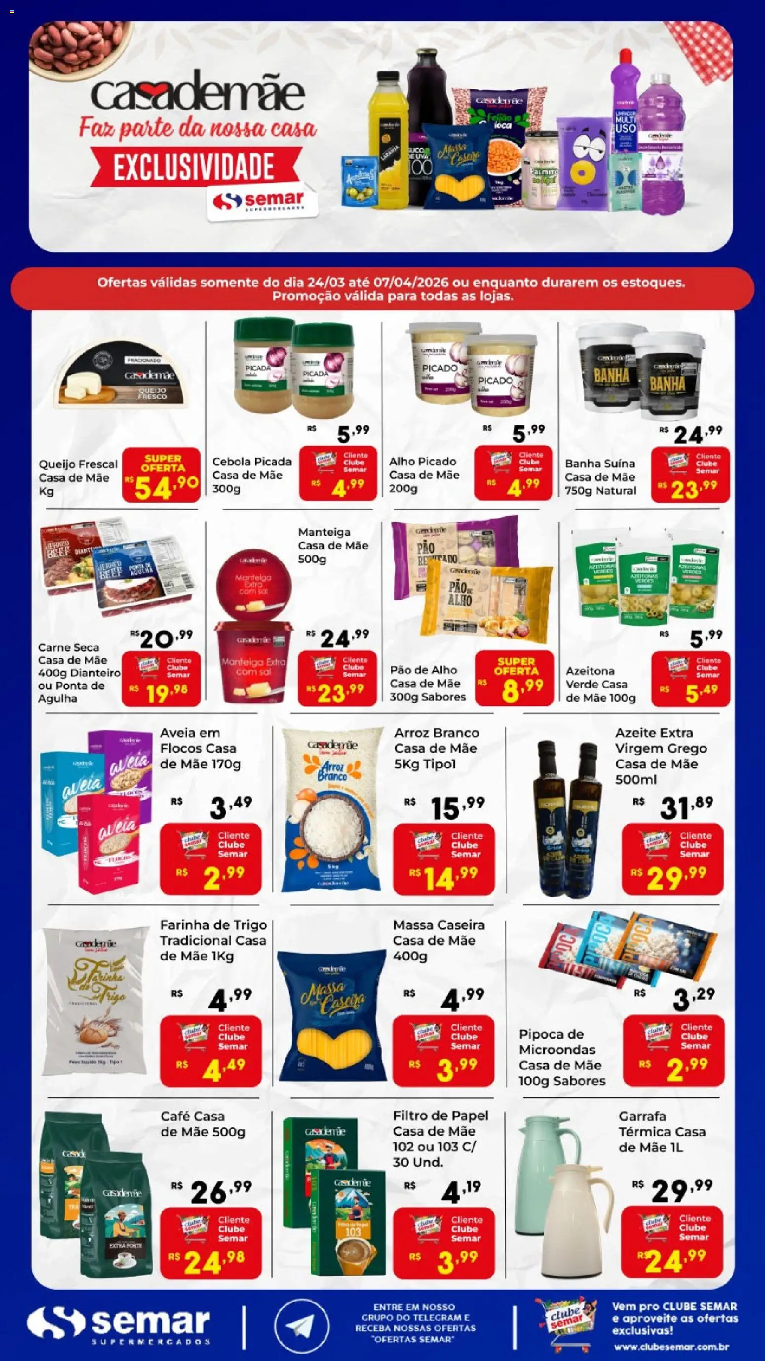 Semar Supermercado Folheto - válido de 24.03.2026 | Página: 1 | Produtos: Filtro de papel, Palmito, Queijo, Microondas