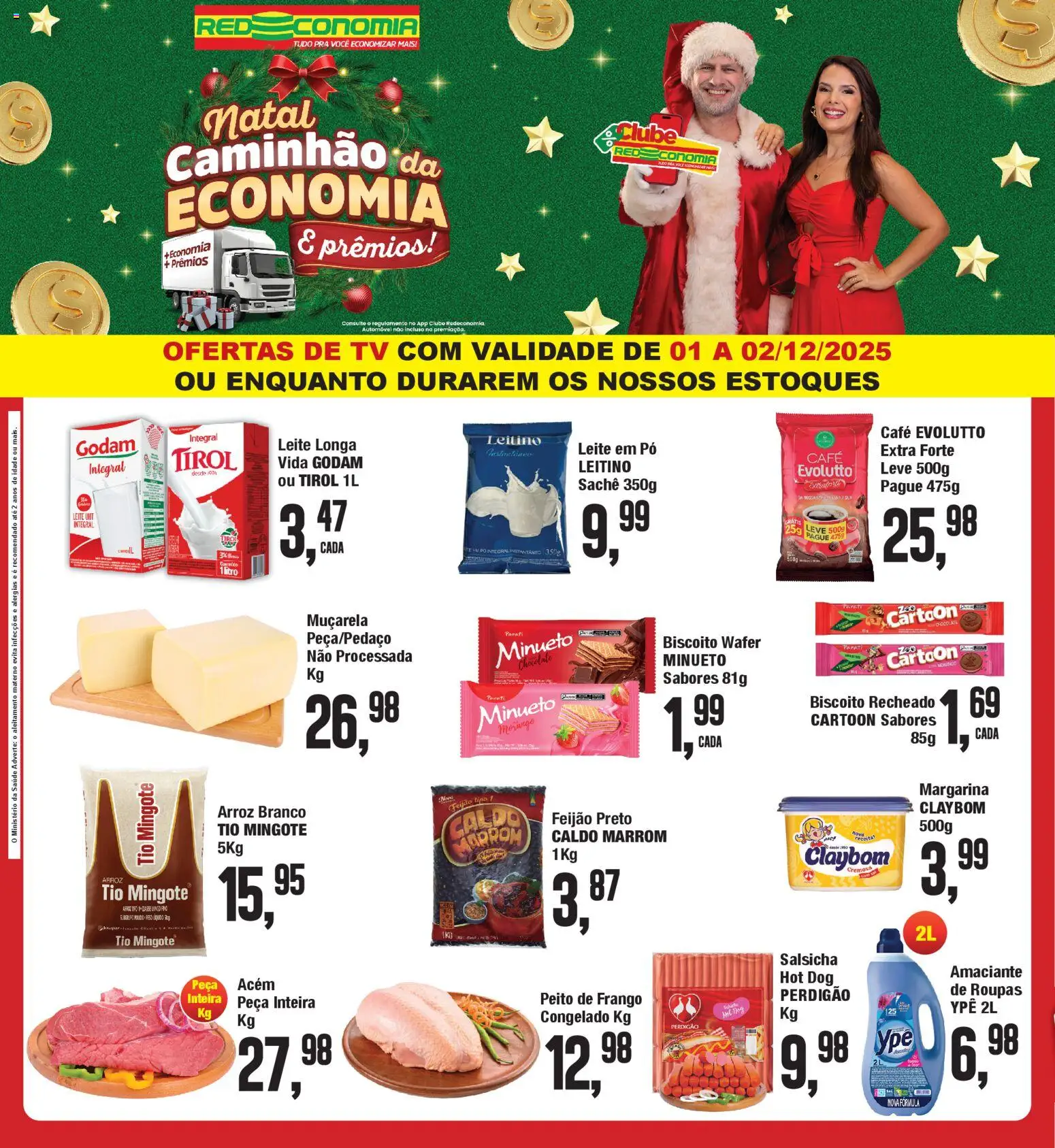 RedEconomia Folheto - válido de 01.12.2025 | Página: 1 | Produtos: Arroz tio mingote, Pó, Leite, Tv