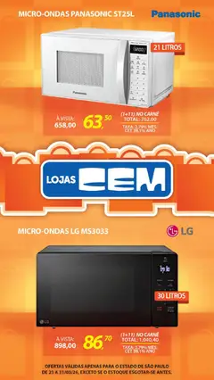 Lojas Cem - Ofertas atuais - Pré-Visualização do folheto da loja Lojas Cem, válido de 23.03.2026 | Página: 45 | Produtos: Microondas, Carne, Pipoca