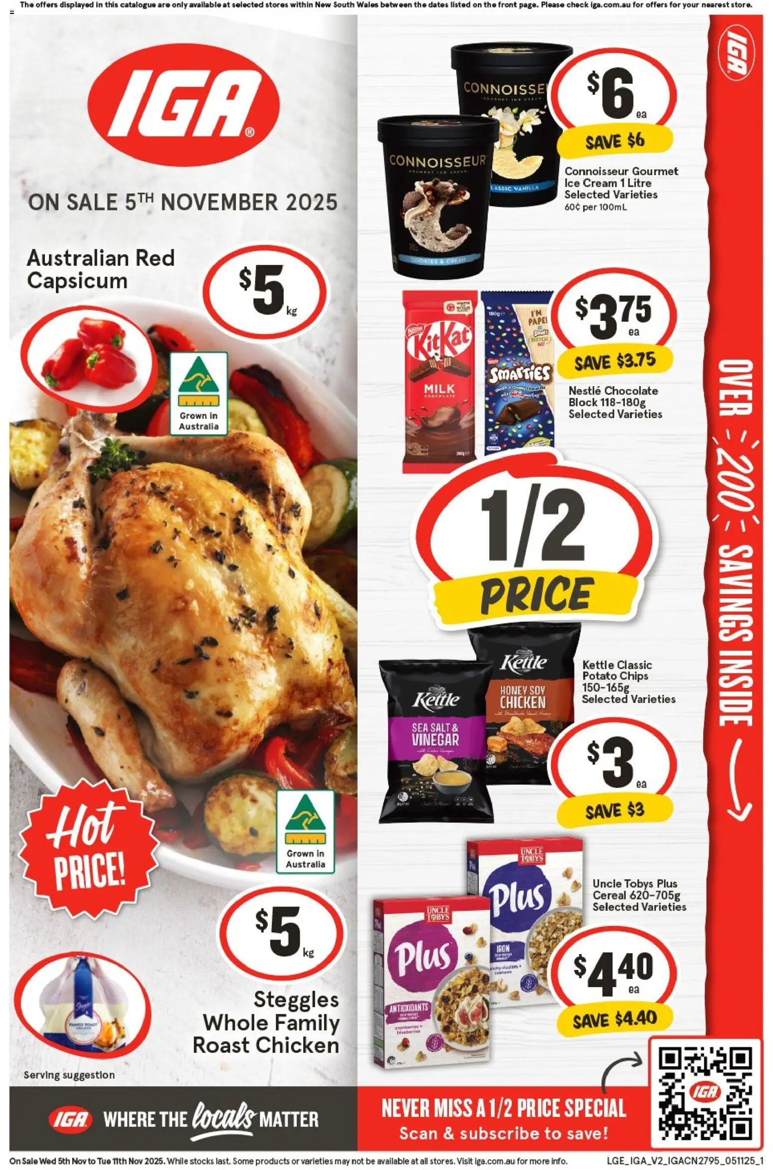 IGA catalogue - valid from 05.11.2025 | Page: 1 | Products: Capsicum, Chips, Kettle, Iron