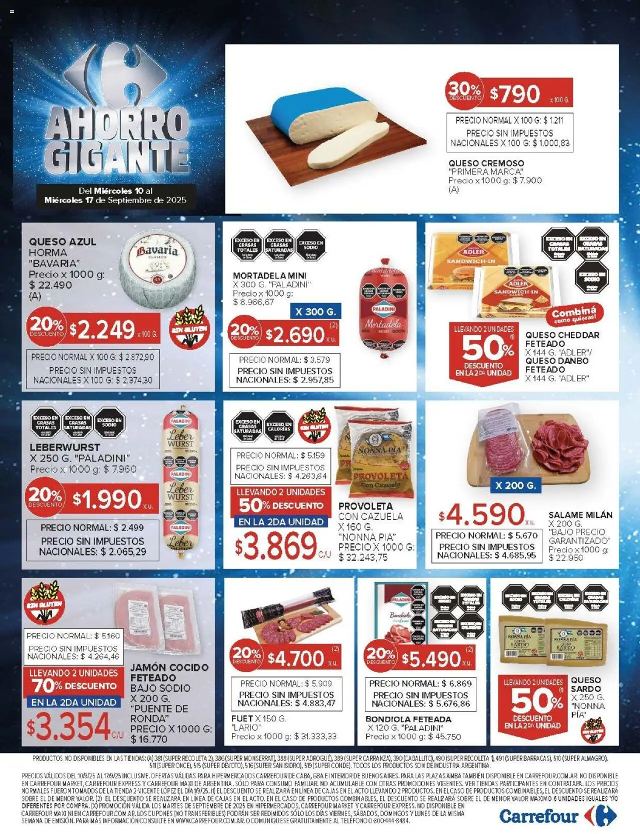 Carrefour ofertas │ válido desde el 10.09.2025 | Página: 16 | Productos: Caso, Jamón cocido, Queso, Jamón
